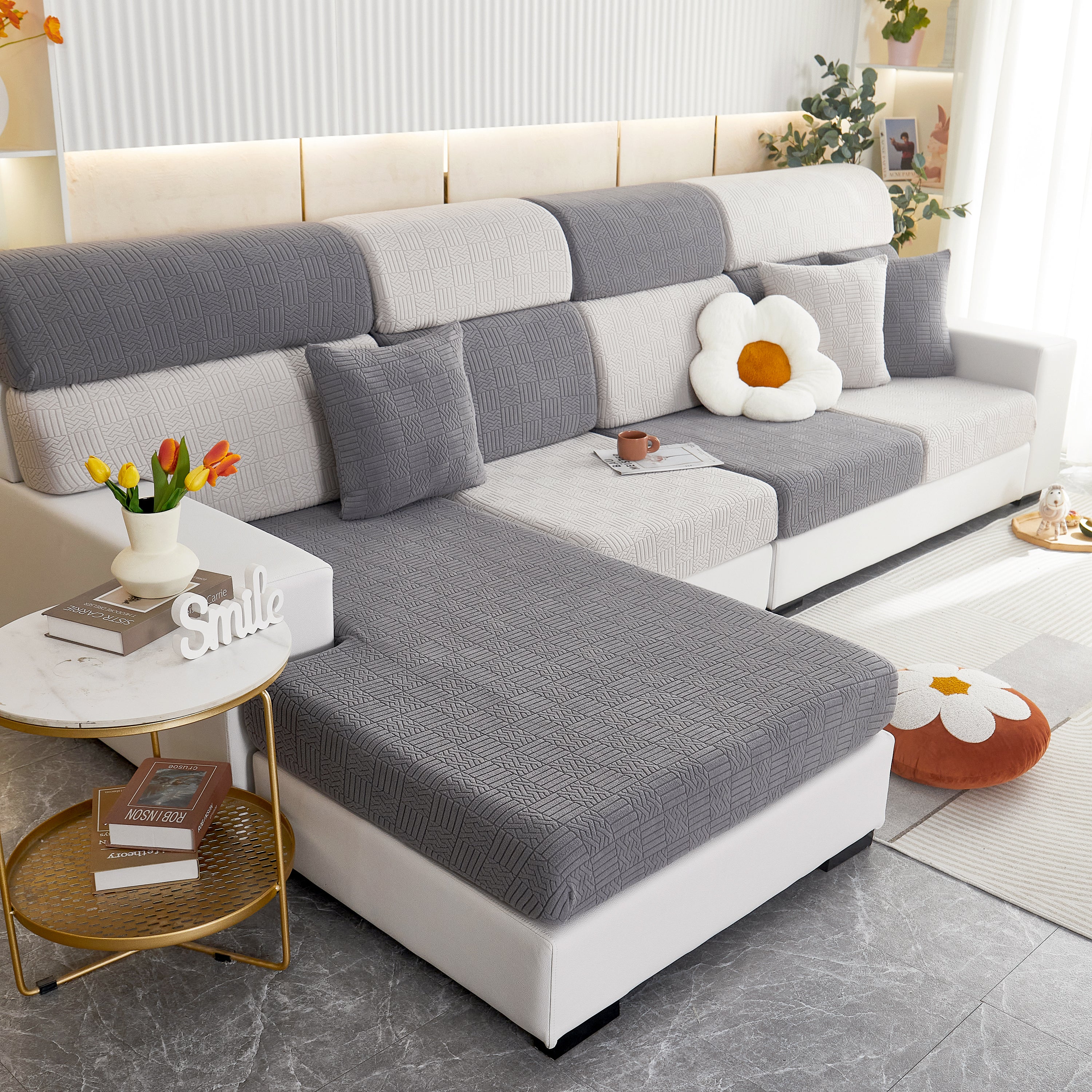 Stretchable Jacquard Fleece Sofa Cover Non-slip Pet Furniture Protector Recliner And Cushion Slipcovers