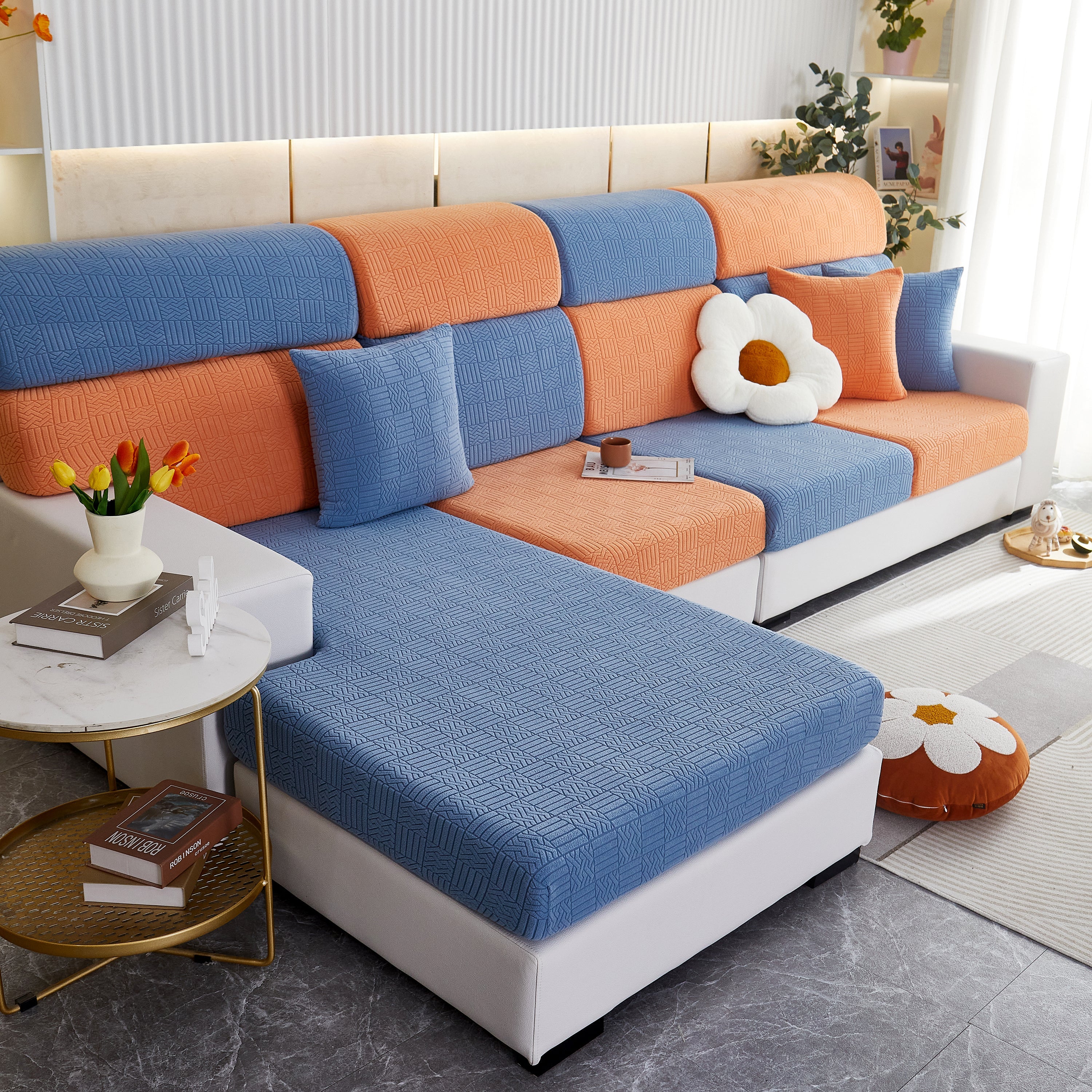 Stretchable Jacquard Fleece Sofa Cover Non-slip Pet Furniture Protector Recliner And Cushion Slipcovers