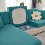 Sunflower Jacquard Fleece Stretchable Cushion Cover, Non-slip Furniture Covers For Pets, L Shaped Couch Cushion Covers