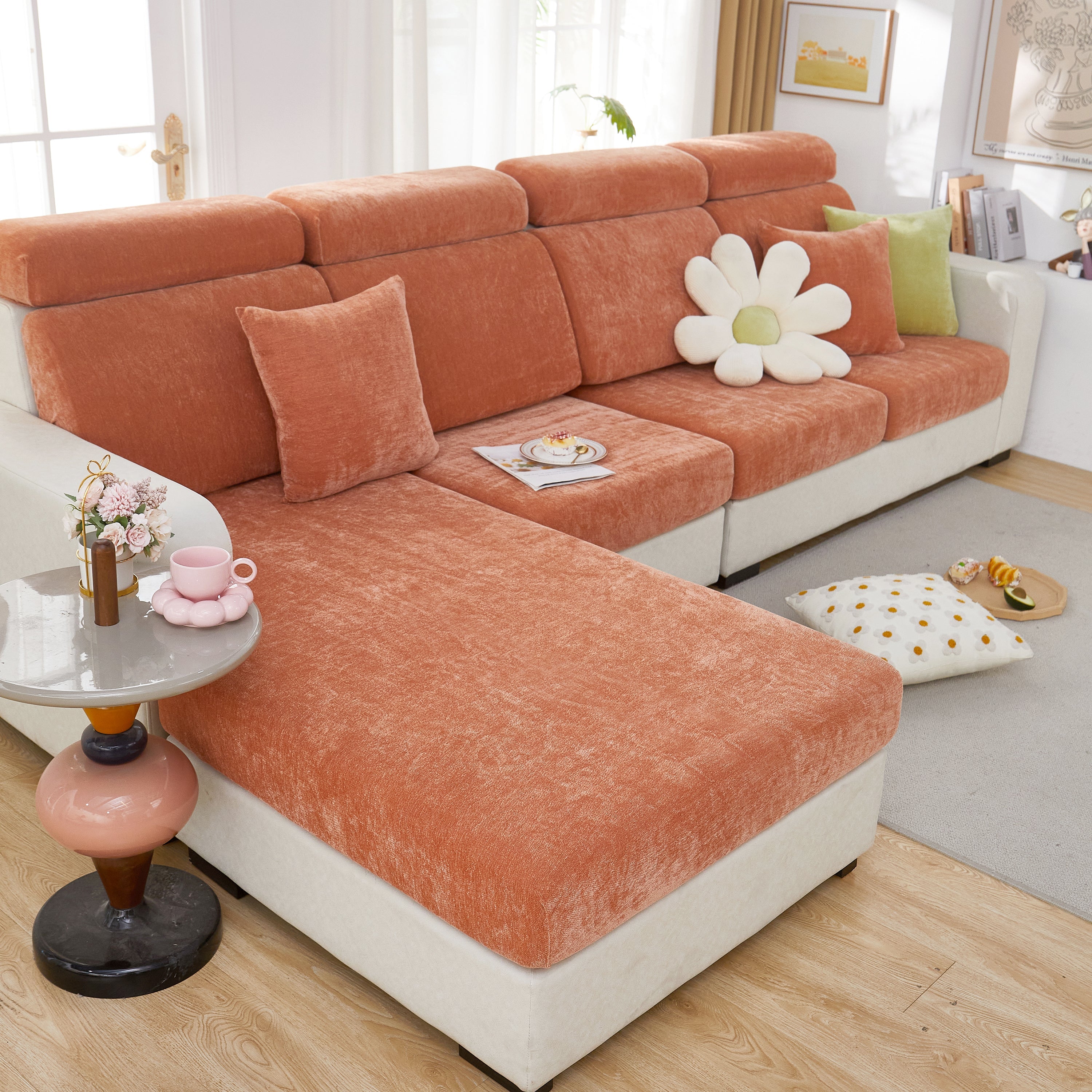 Chenille Cushion Covers For 1/2/3/4 Seater Sofas And L-shaped Couches, Furniture Covers For Pets