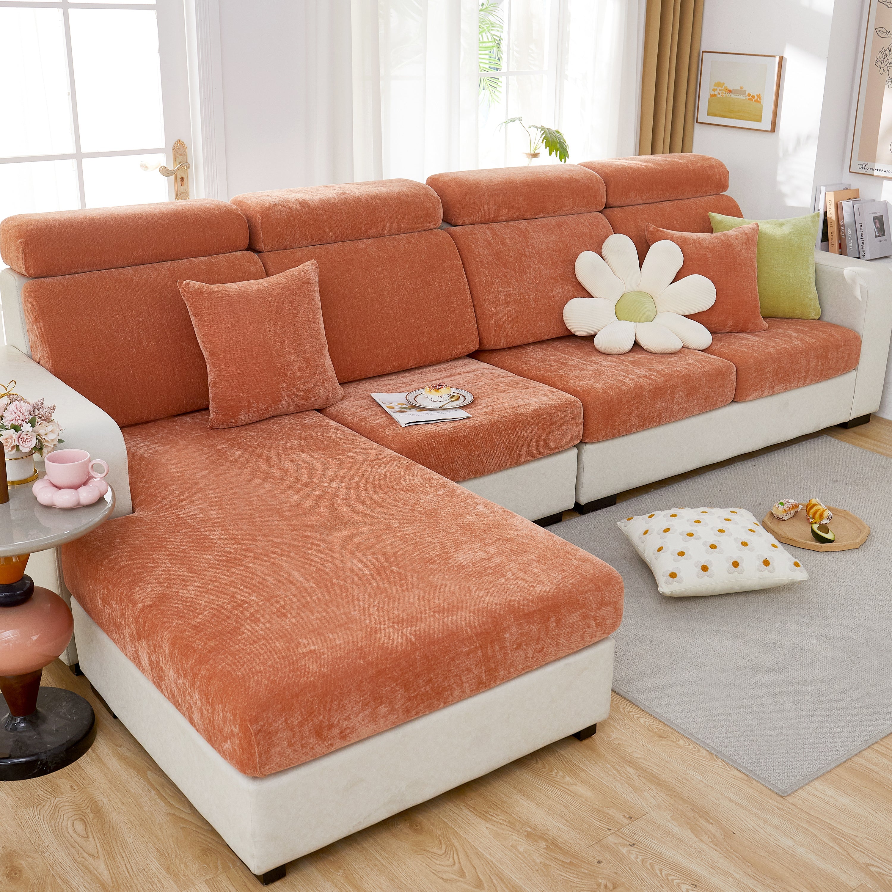 Chenille Cushion Covers For 1/2/3/4 Seater Sofas And L-shaped Couches, Furniture Covers For Pets