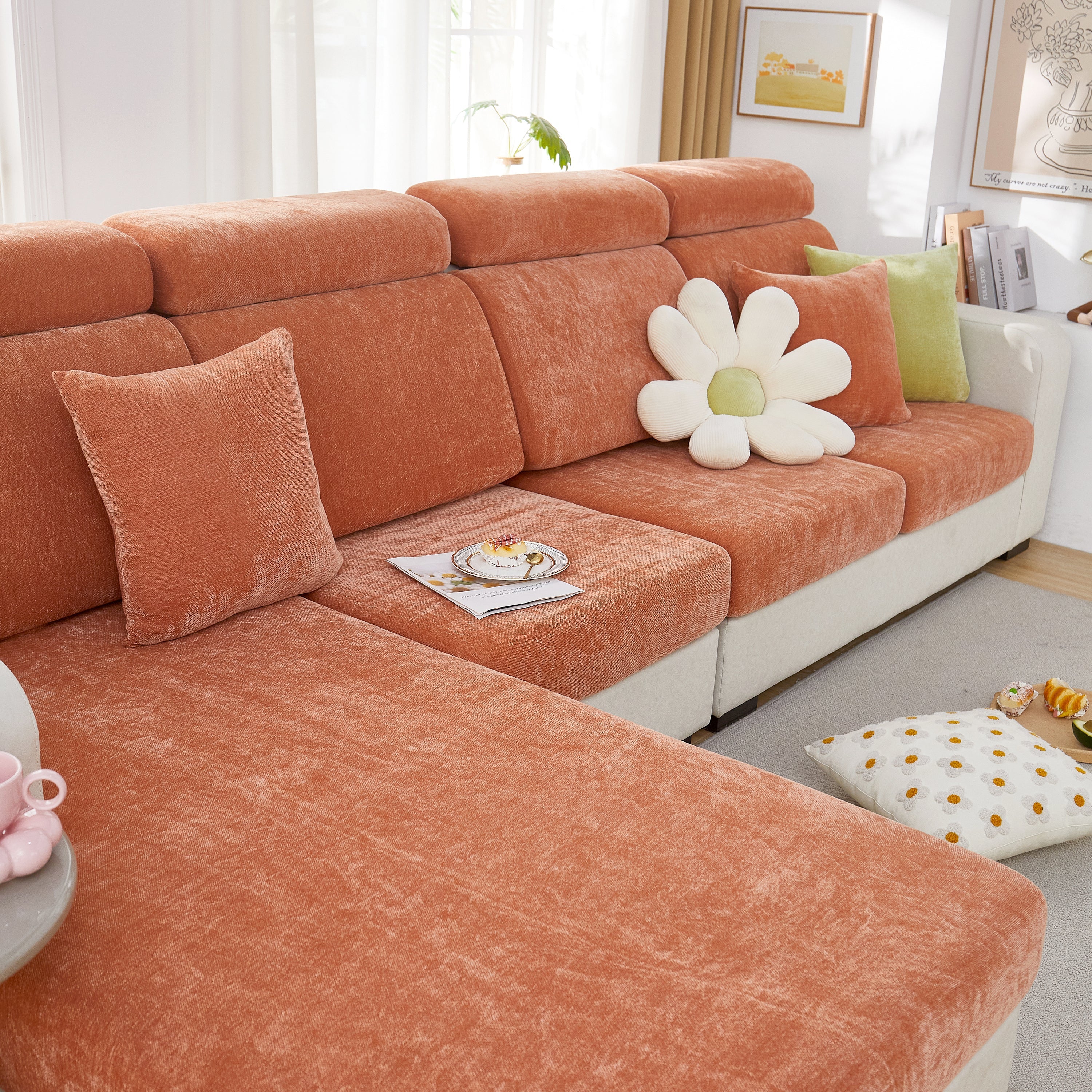 Chenille Cushion Covers For 1/2/3/4 Seater Sofas And L-shaped Couches, Furniture Covers For Pets