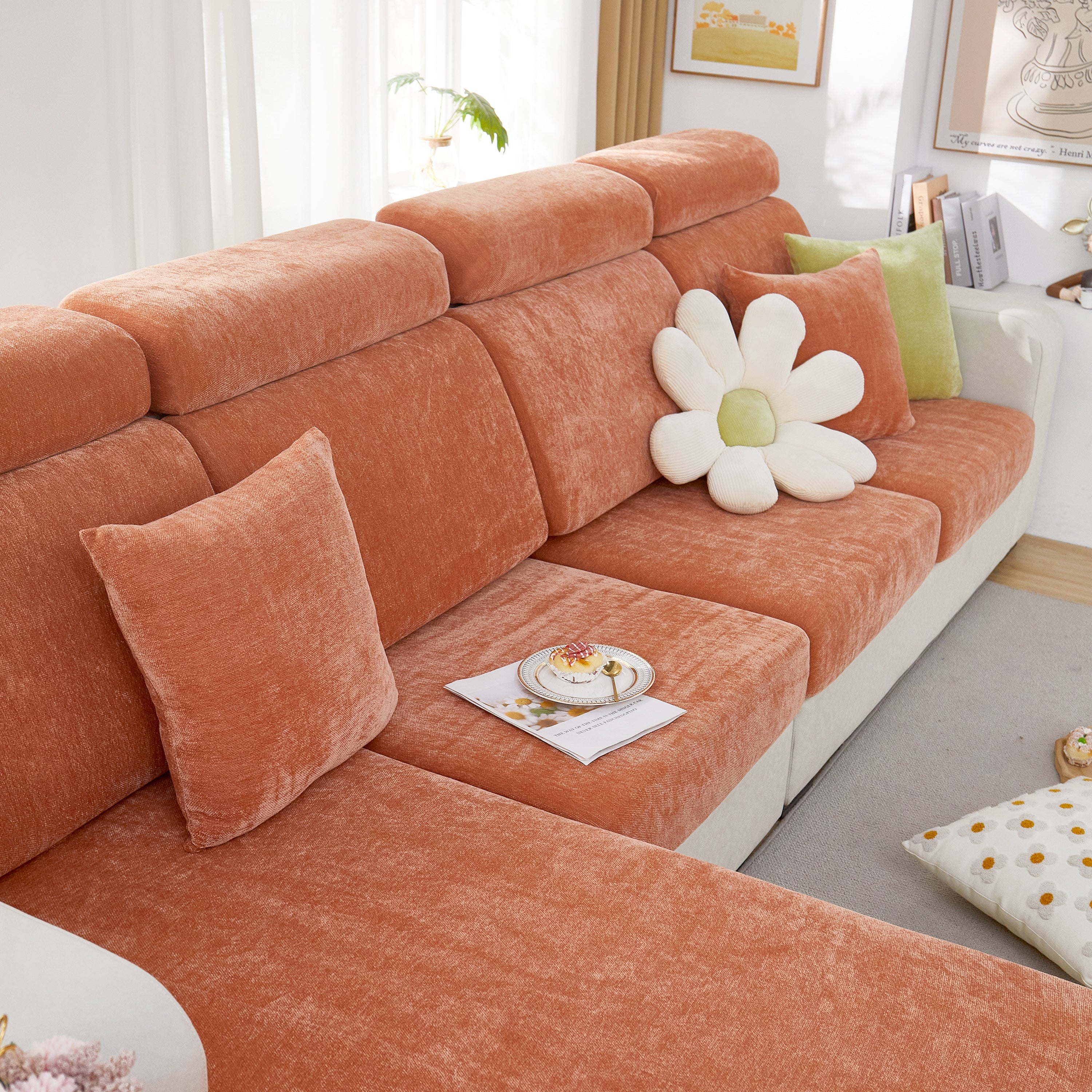 Chenille Cushion Covers For 1/2/3/4 Seater Sofas And L-shaped Couches, Furniture Covers For Pets