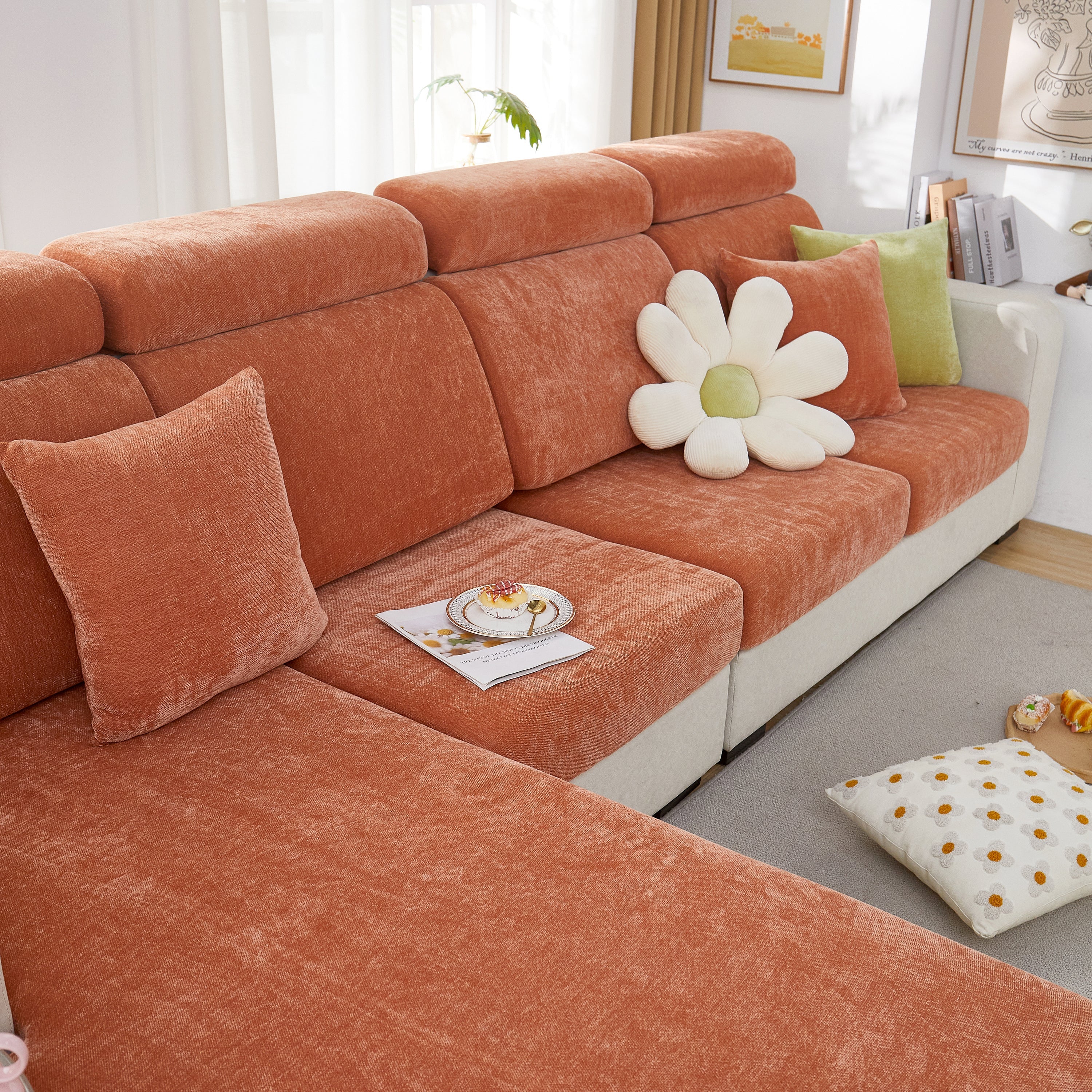 Chenille Cushion Covers For 1/2/3/4 Seater Sofas And L-shaped Couches, Furniture Covers For Pets
