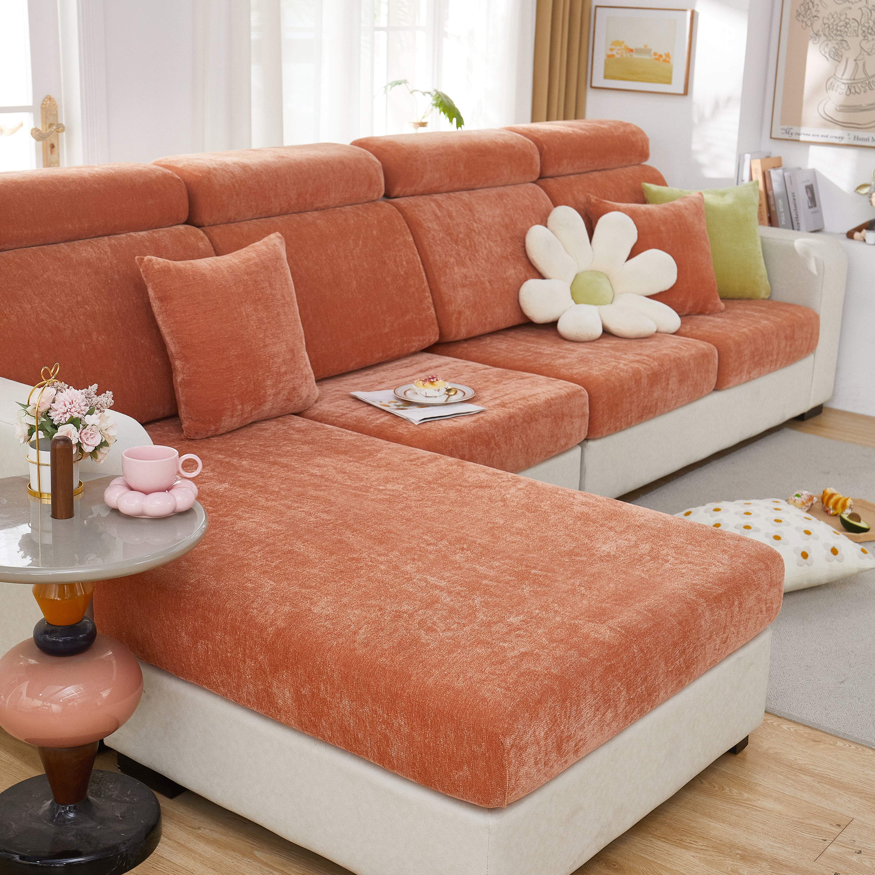 Chenille Cushion Covers For 1/2/3/4 Seater Sofas And L-shaped Couches, Furniture Covers For Pets