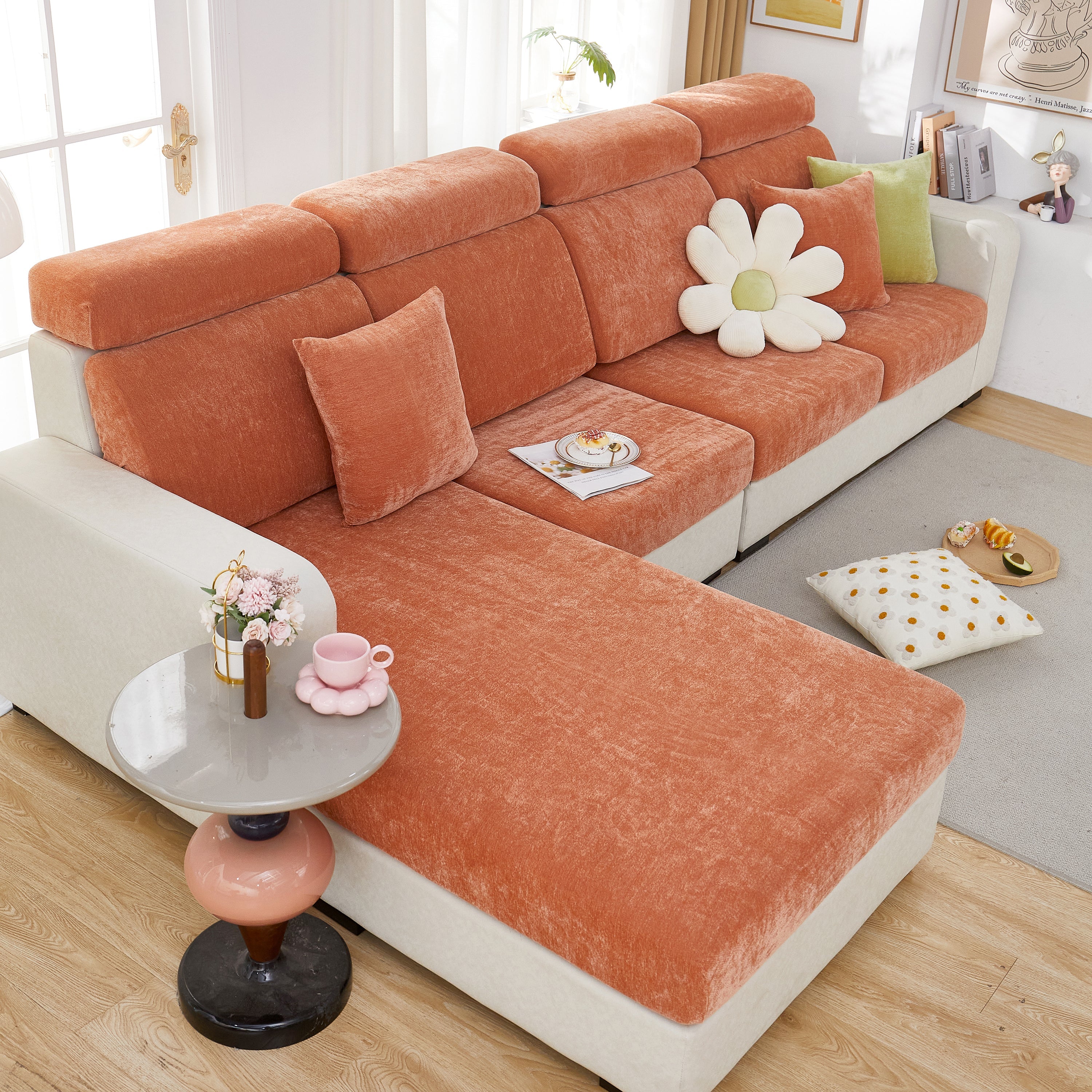 Chenille Cushion Covers For 1/2/3/4 Seater Sofas And L-shaped Couches, Furniture Covers For Pets