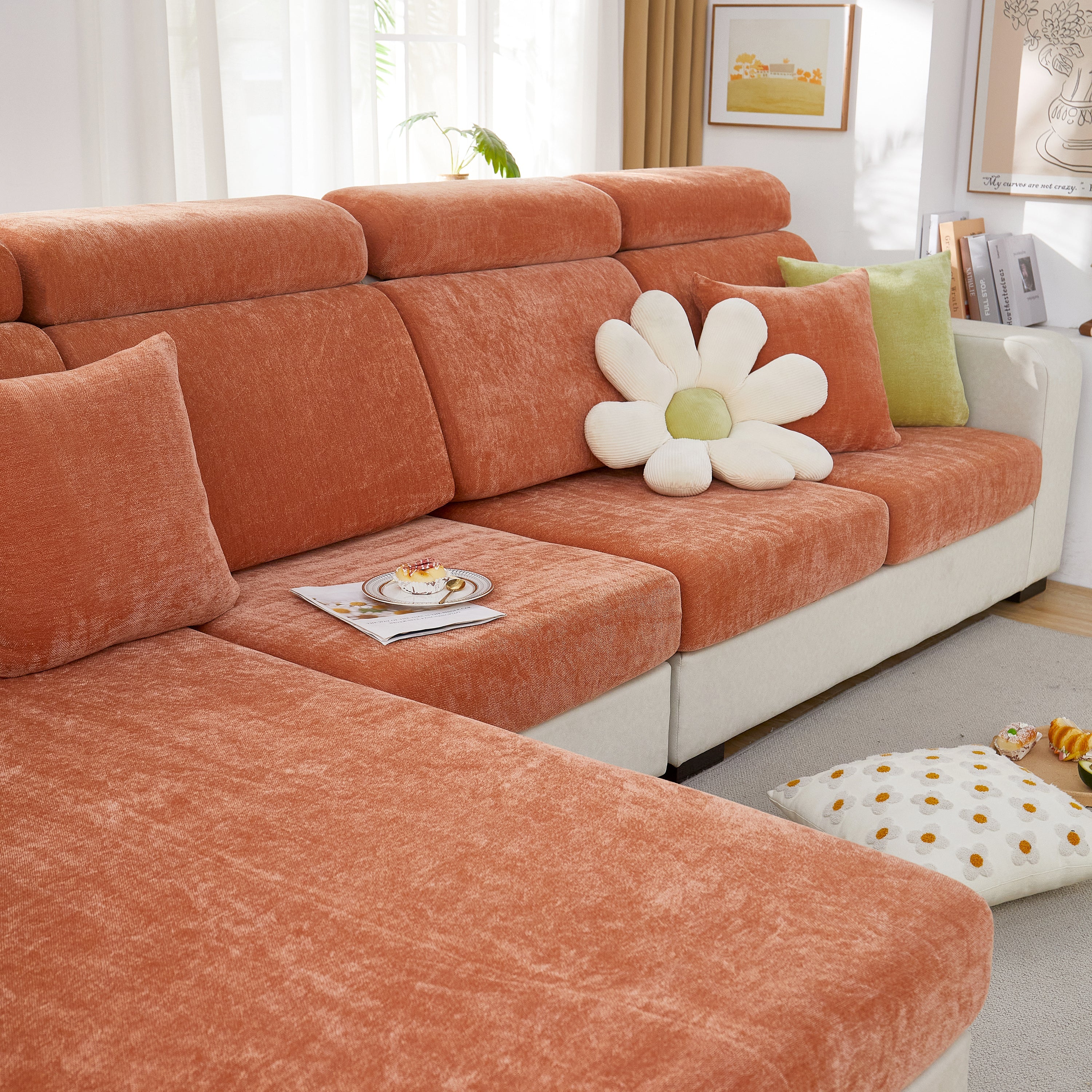 Chenille Cushion Covers For 1/2/3/4 Seater Sofas And L-shaped Couches, Furniture Covers For Pets