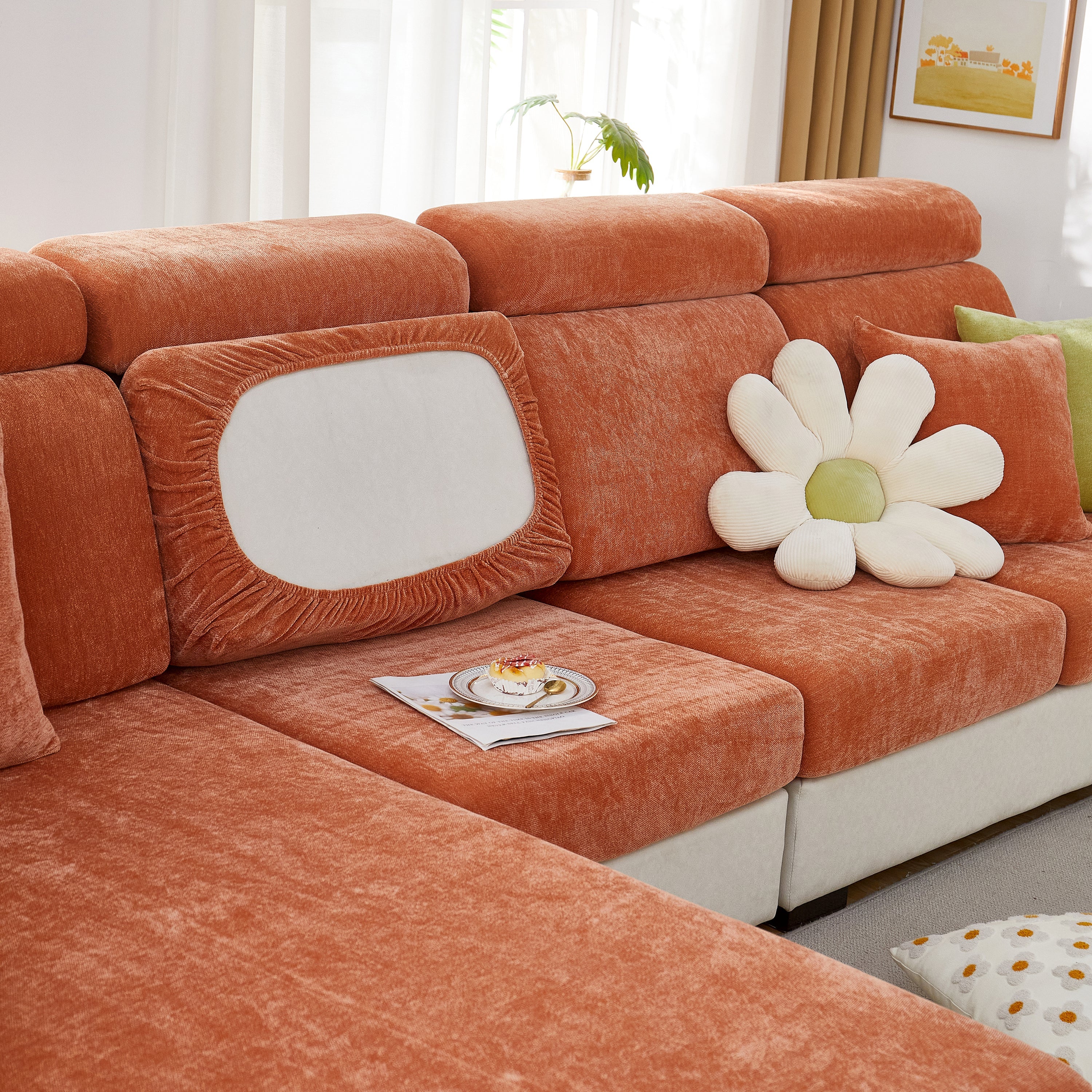 Chenille Cushion Covers For 1/2/3/4 Seater Sofas And L-shaped Couches, Furniture Covers For Pets