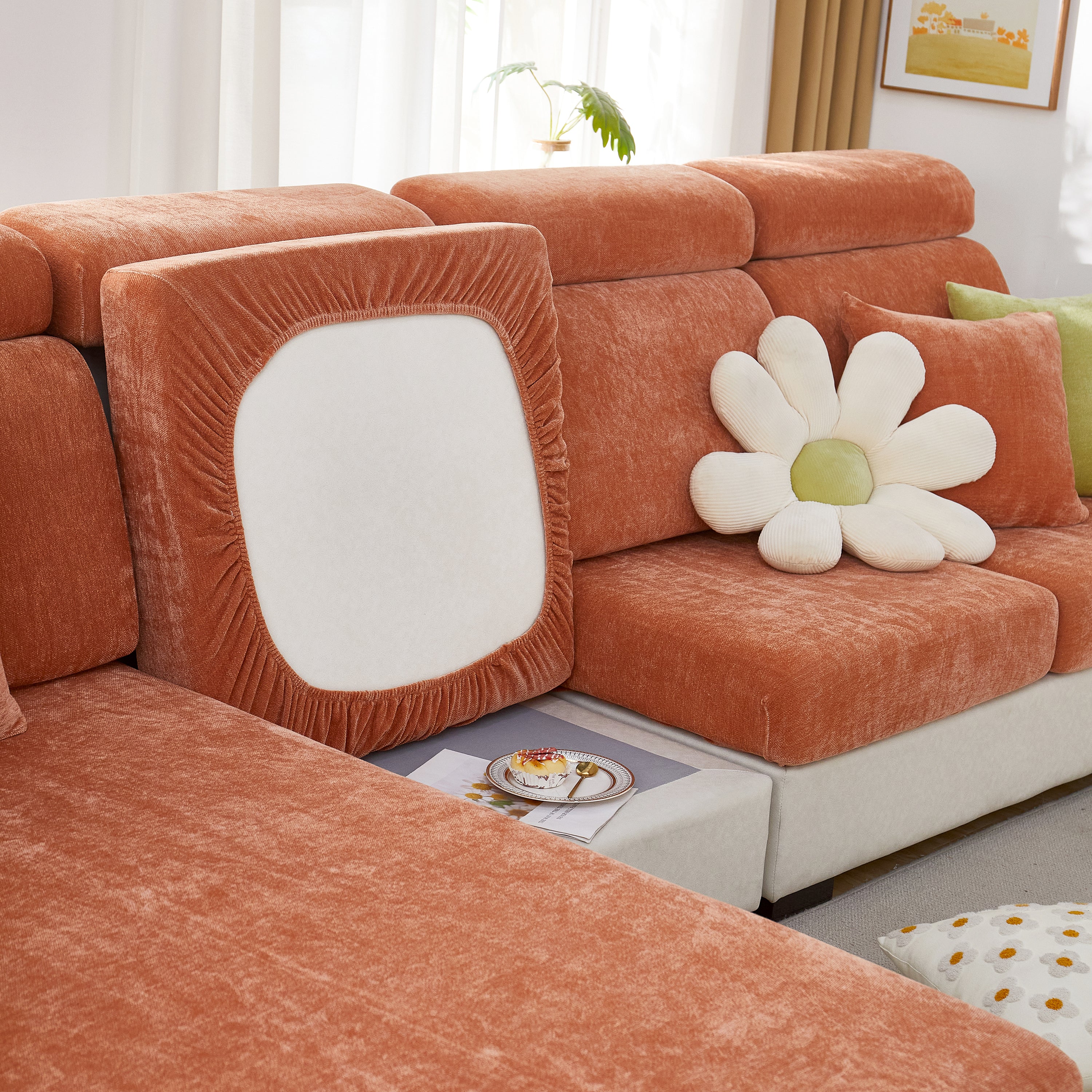 Chenille Cushion Covers For 1/2/3/4 Seater Sofas And L-shaped Couches, Furniture Covers For Pets