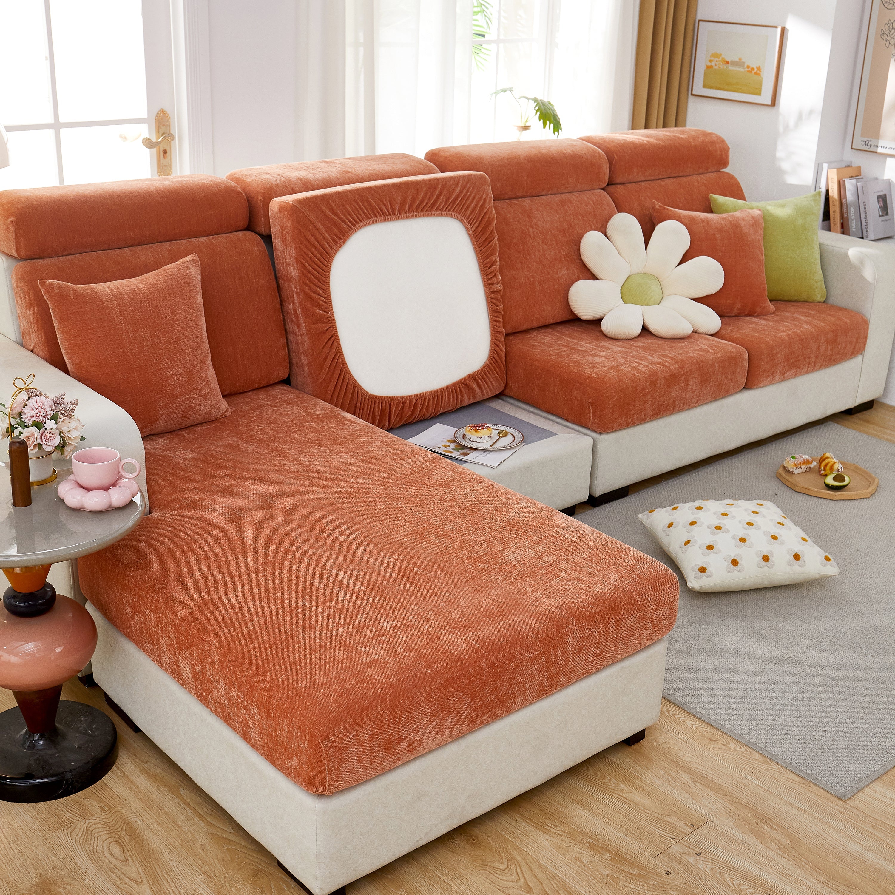 Chenille Cushion Covers For 1/2/3/4 Seater Sofas And L-shaped Couches, Furniture Covers For Pets