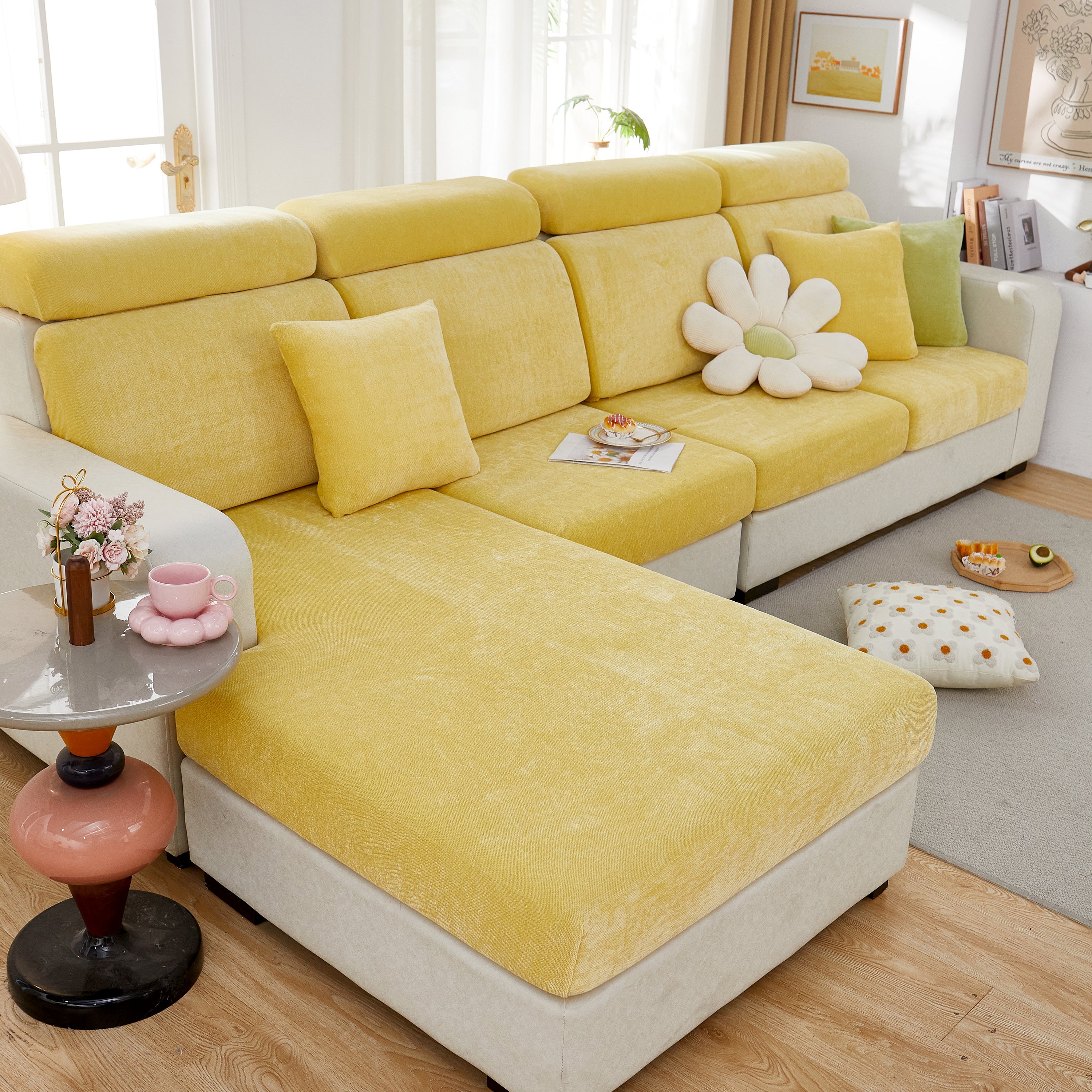 Chenille Cushion Covers For 1/2/3/4 Seater Sofas And L-shaped Couches, Furniture Covers For Pets