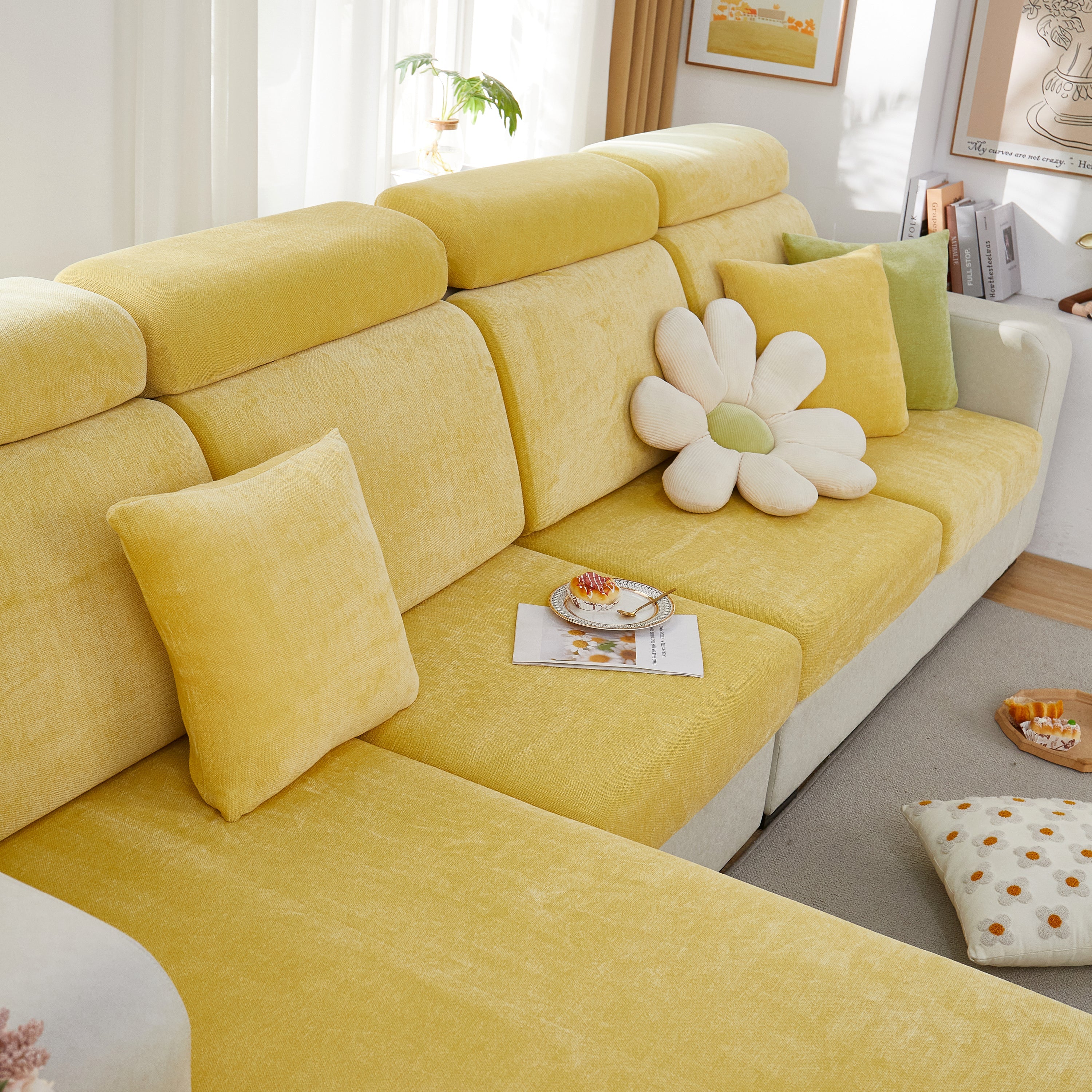 Chenille Cushion Covers For 1/2/3/4 Seater Sofas And L-shaped Couches, Furniture Covers For Pets