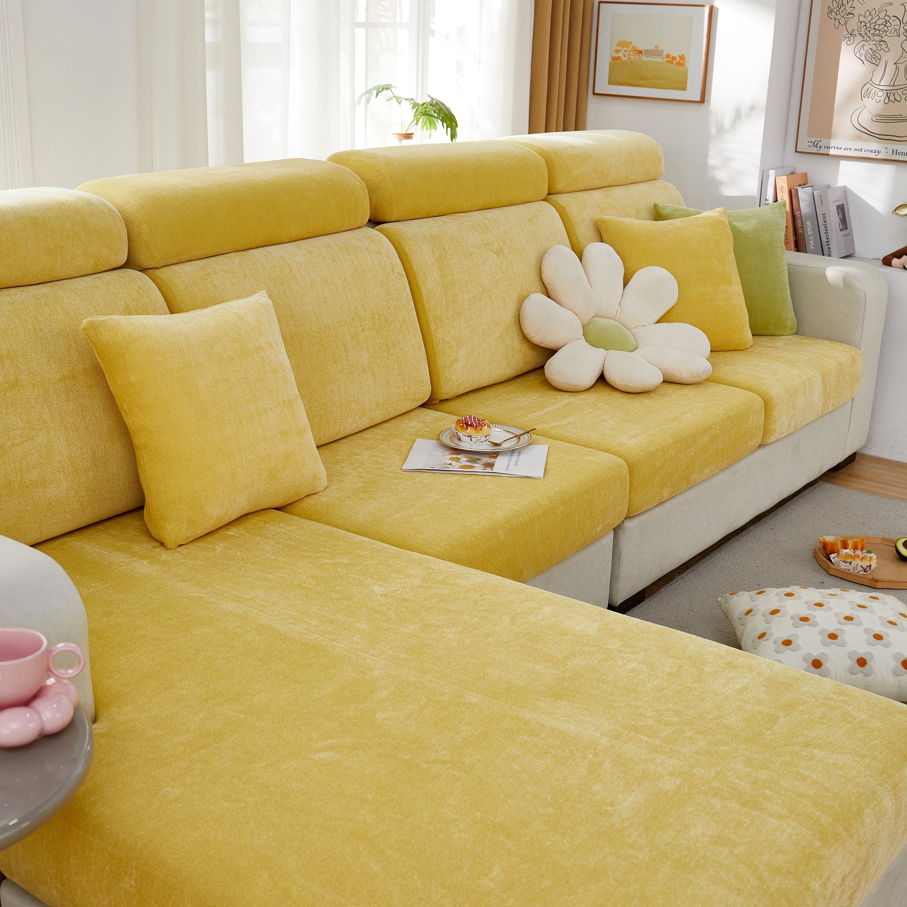 Chenille Cushion Covers For 1/2/3/4 Seater Sofas And L-shaped Couches, Furniture Covers For Pets
