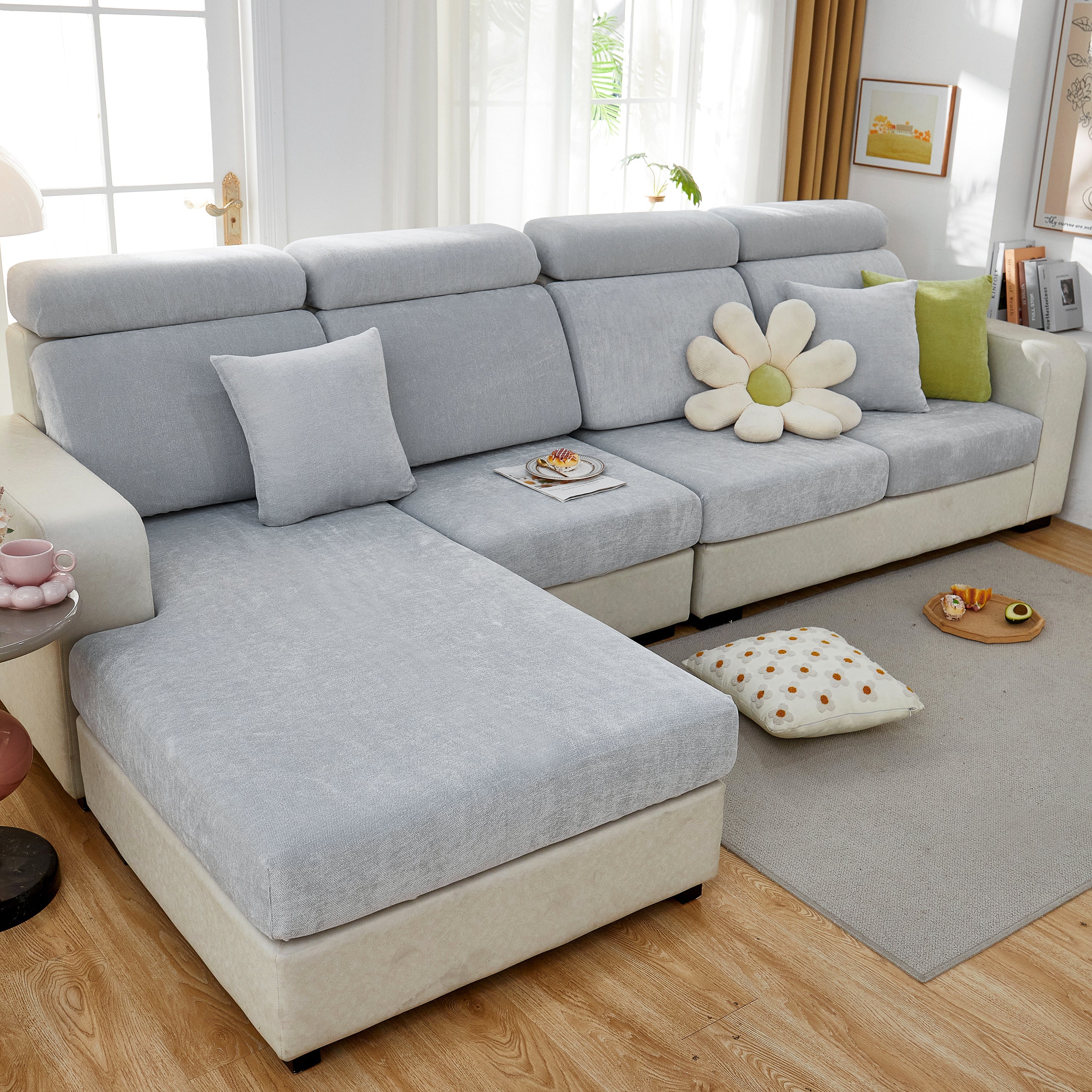 Chenille Cushion Covers For 1/2/3/4 Seater Sofas And L-shaped Couches, Furniture Covers For Pets