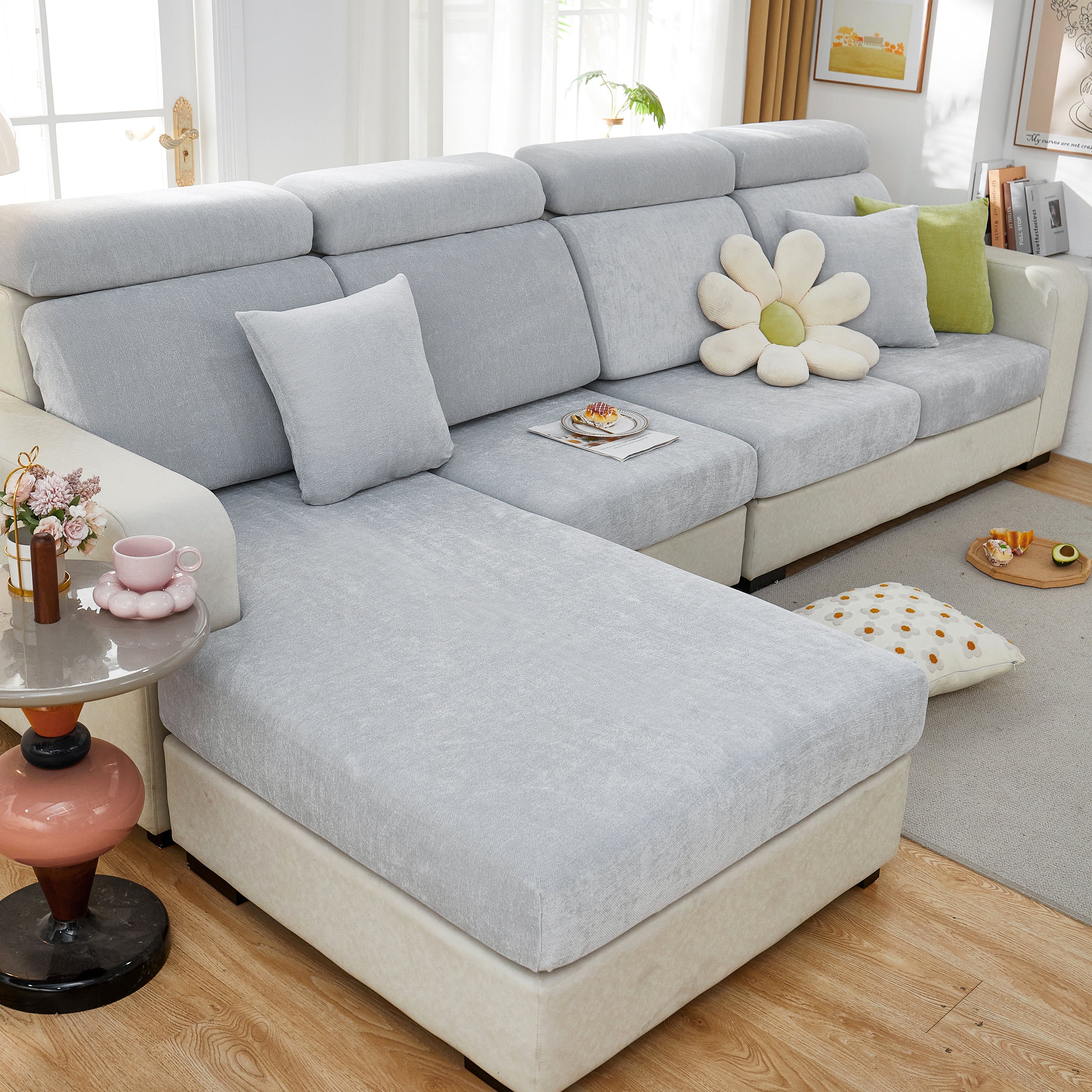 Chenille Cushion Covers For 1/2/3/4 Seater Sofas And L-shaped Couches, Furniture Covers For Pets