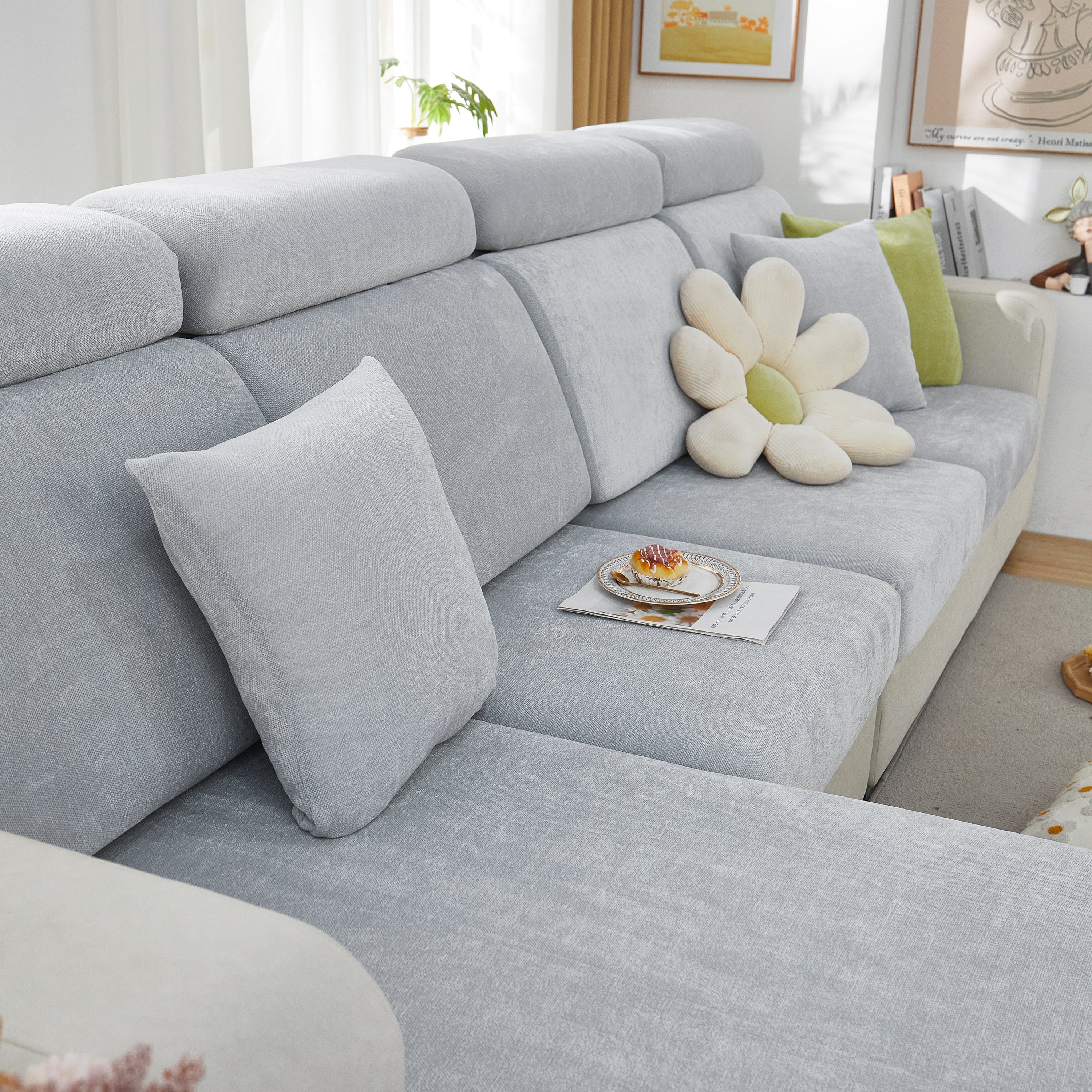 Chenille Cushion Covers For 1/2/3/4 Seater Sofas And L-shaped Couches, Furniture Covers For Pets