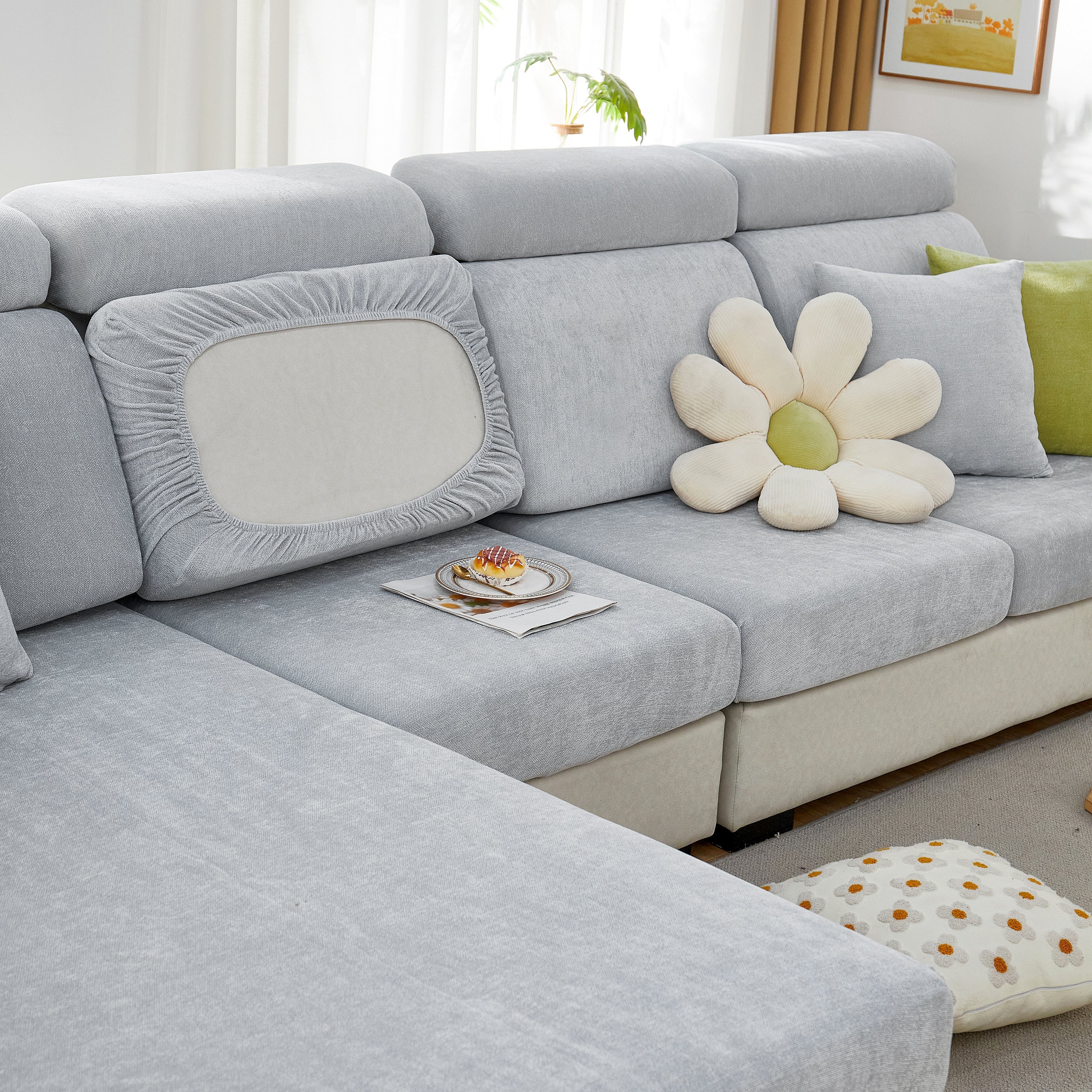 Chenille Cushion Covers For 1/2/3/4 Seater Sofas And L-shaped Couches, Furniture Covers For Pets