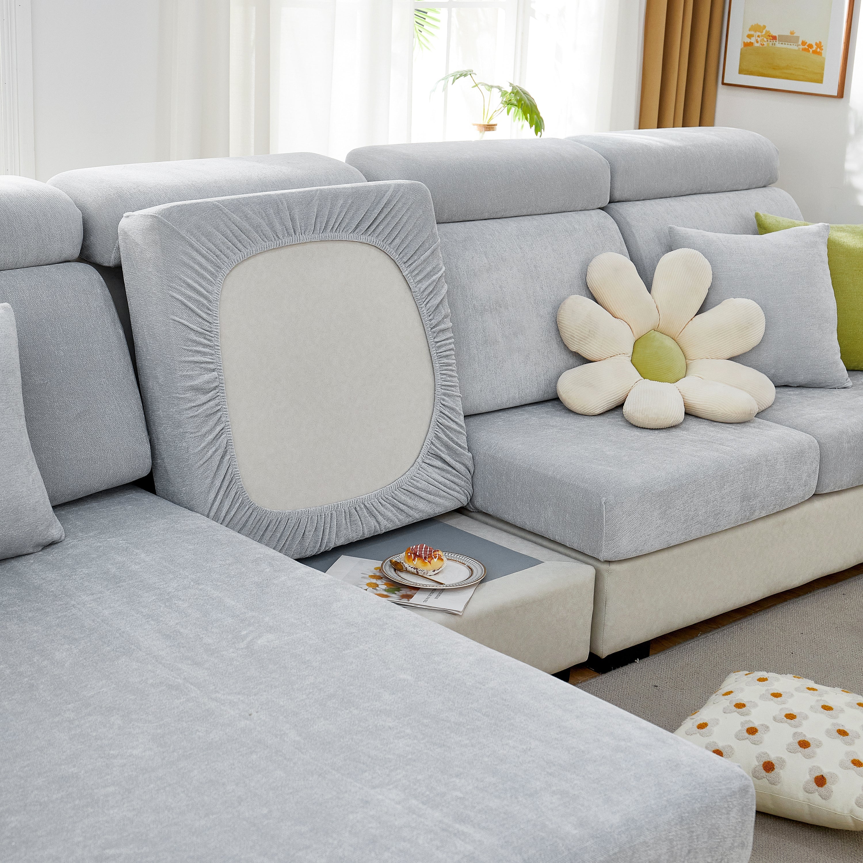 Chenille Cushion Covers For 1/2/3/4 Seater Sofas And L-shaped Couches, Furniture Covers For Pets