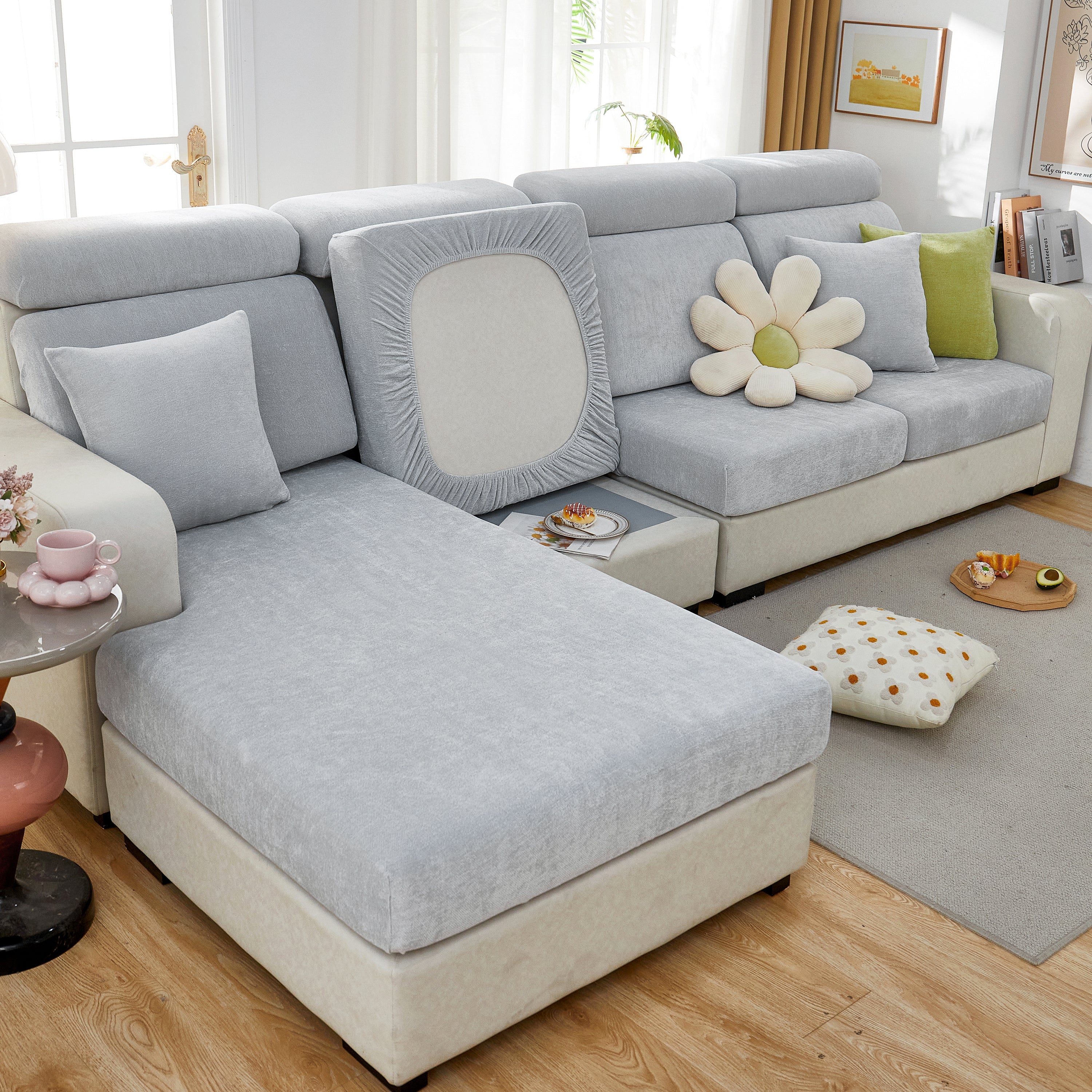 Chenille Cushion Covers For 1/2/3/4 Seater Sofas And L-shaped Couches, Furniture Covers For Pets