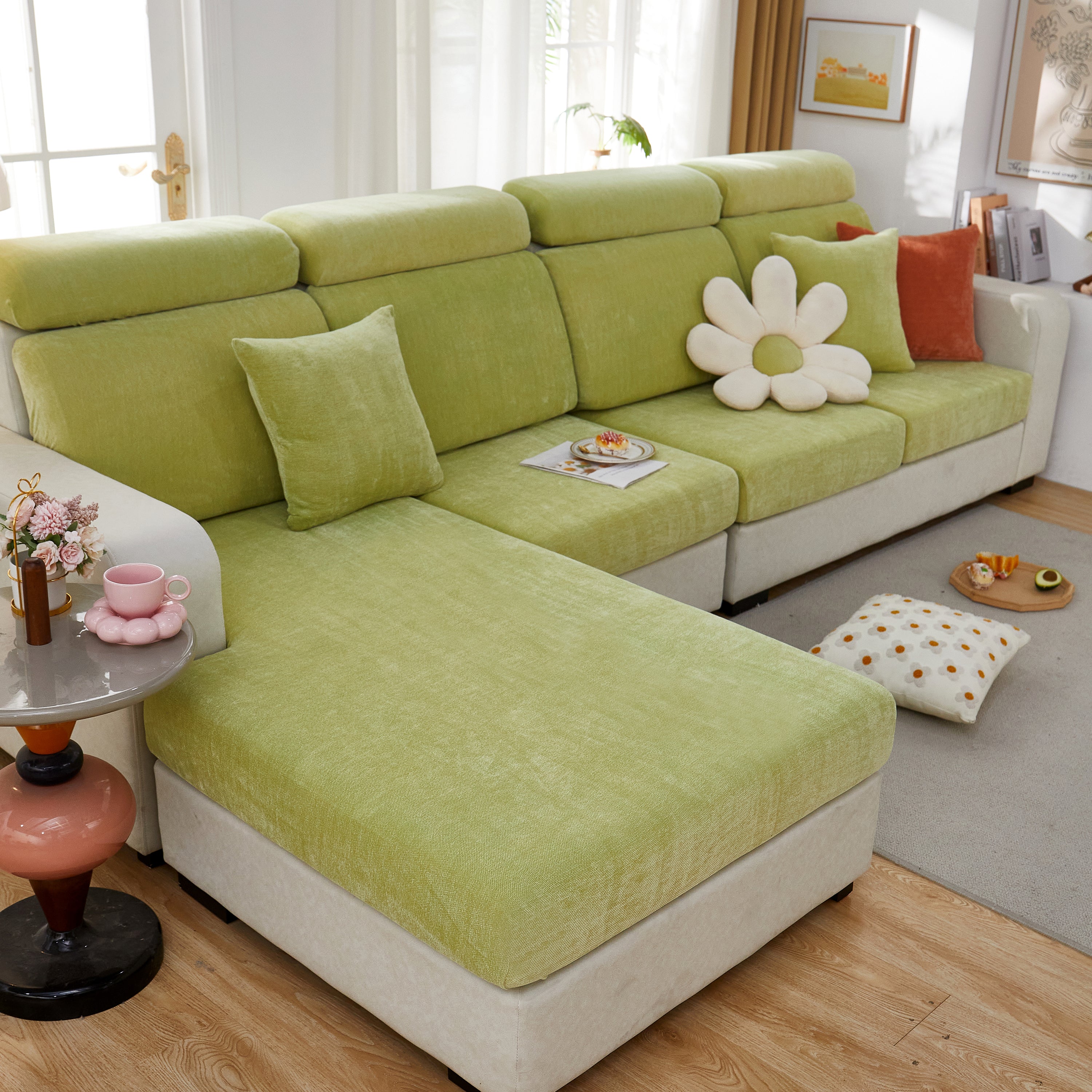 Chenille Cushion Covers For 1/2/3/4 Seater Sofas And L-shaped Couches, Furniture Covers For Pets
