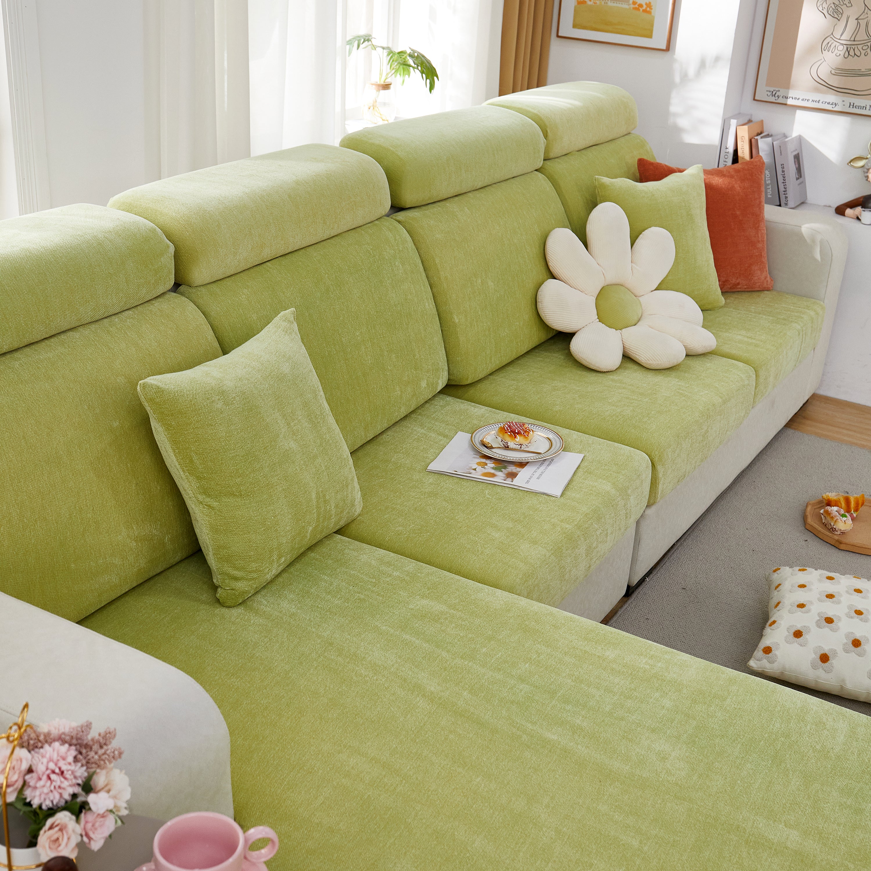 Chenille Cushion Covers For 1/2/3/4 Seater Sofas And L-shaped Couches, Furniture Covers For Pets
