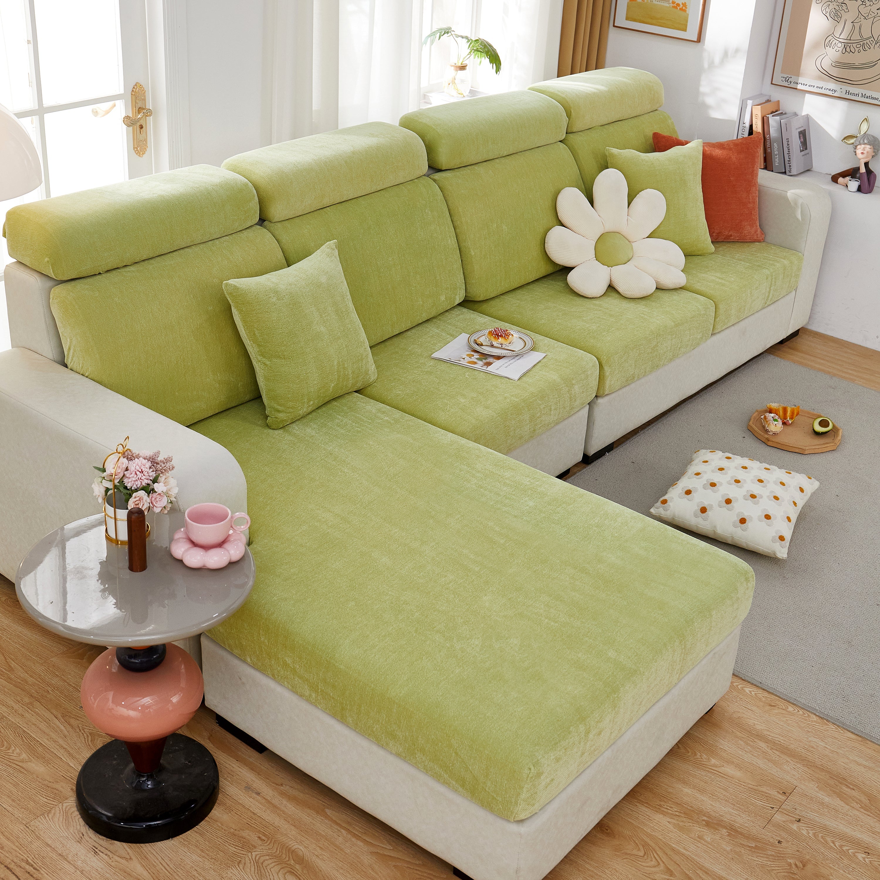Chenille Cushion Covers For 1/2/3/4 Seater Sofas And L-shaped Couches, Furniture Covers For Pets