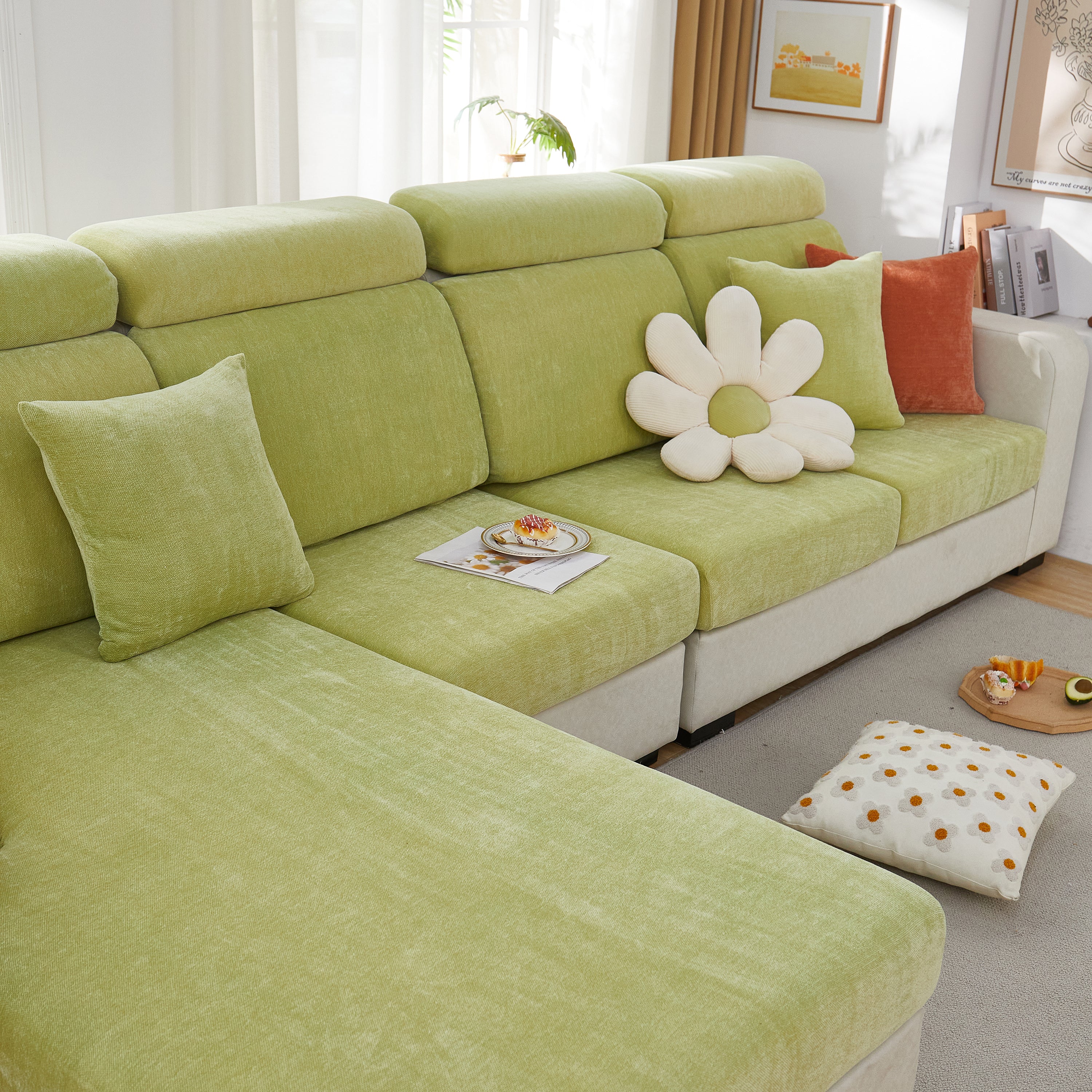 Chenille Cushion Covers For 1/2/3/4 Seater Sofas And L-shaped Couches, Furniture Covers For Pets