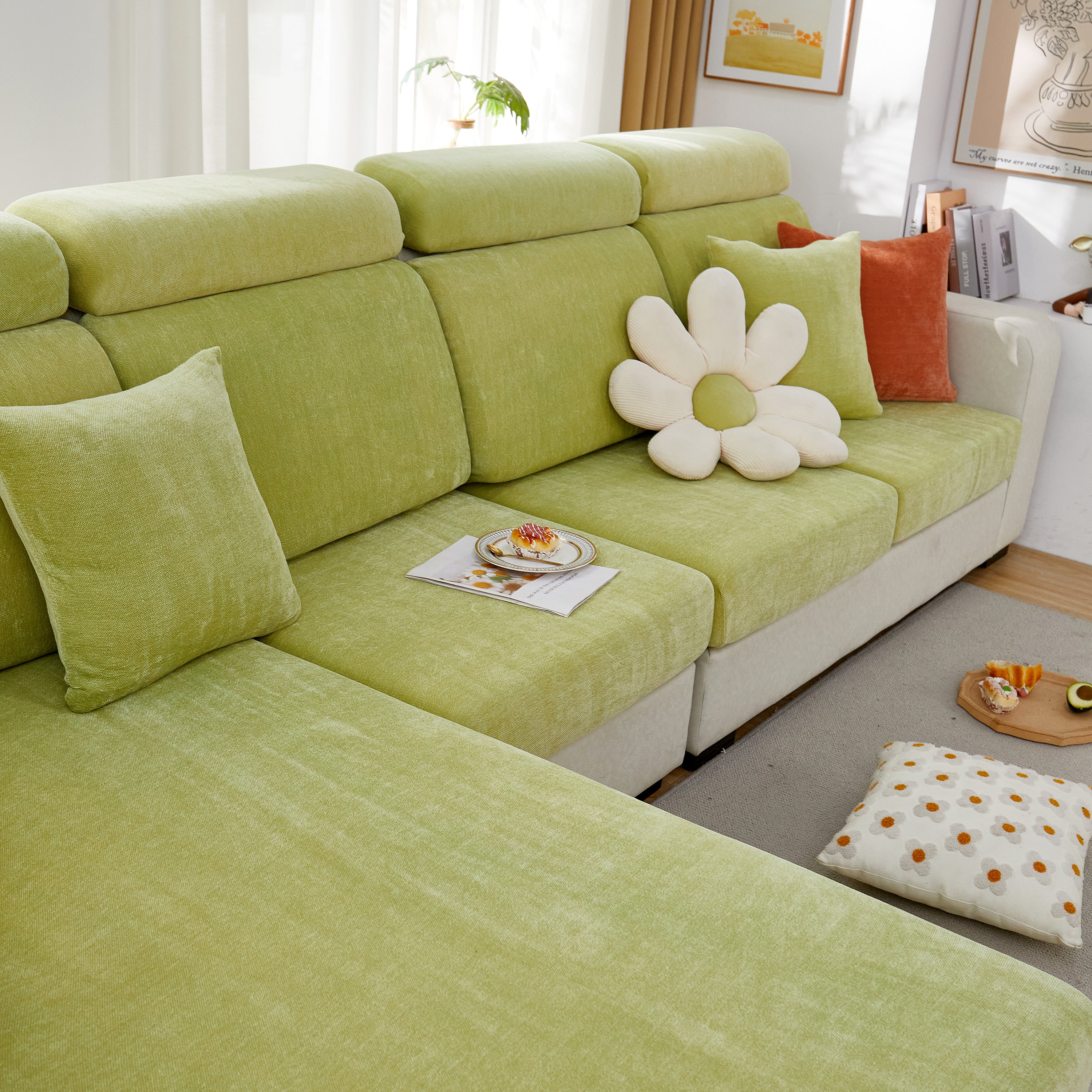Chenille Cushion Covers For 1/2/3/4 Seater Sofas And L-shaped Couches, Furniture Covers For Pets
