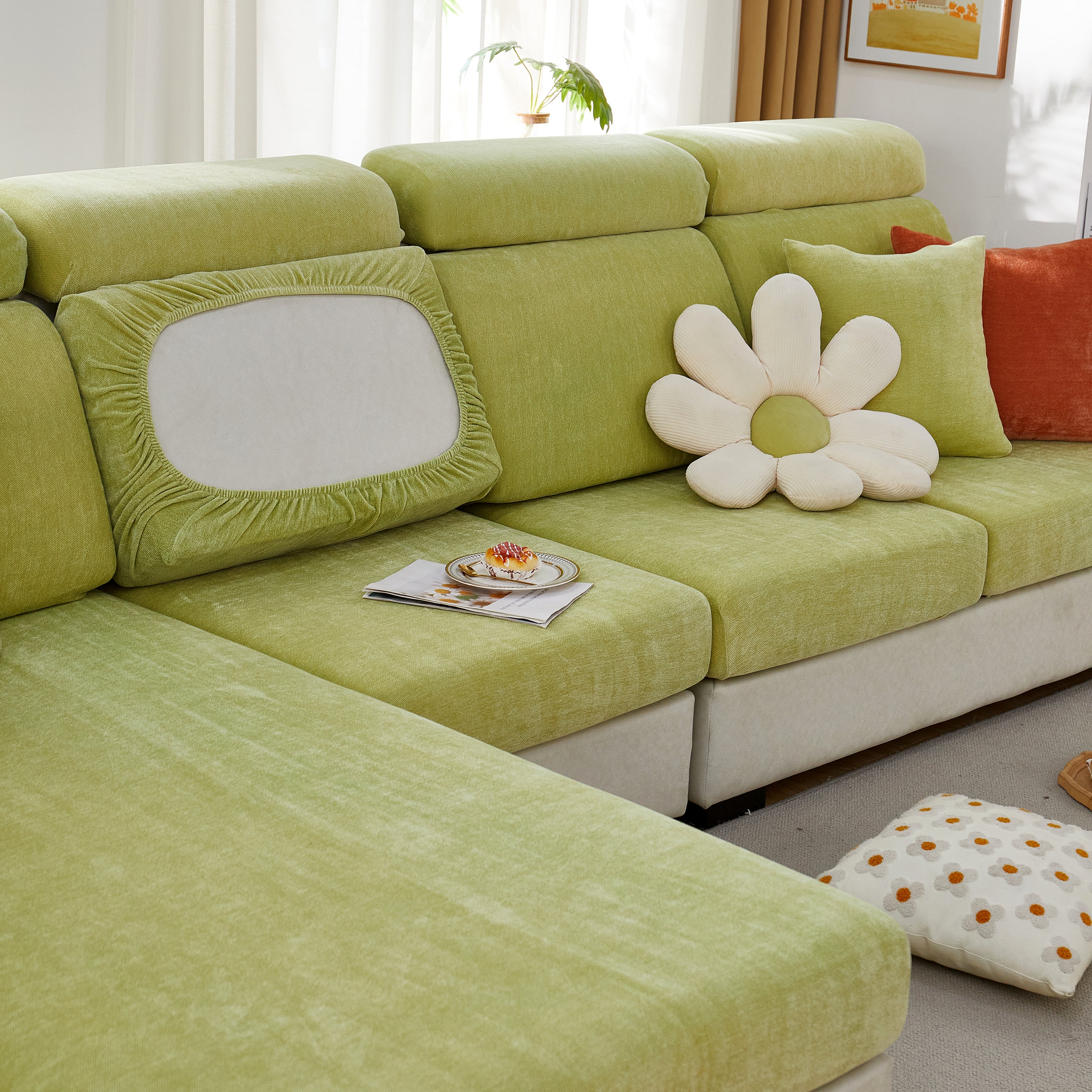 Chenille Cushion Covers For 1/2/3/4 Seater Sofas And L-shaped Couches, Furniture Covers For Pets