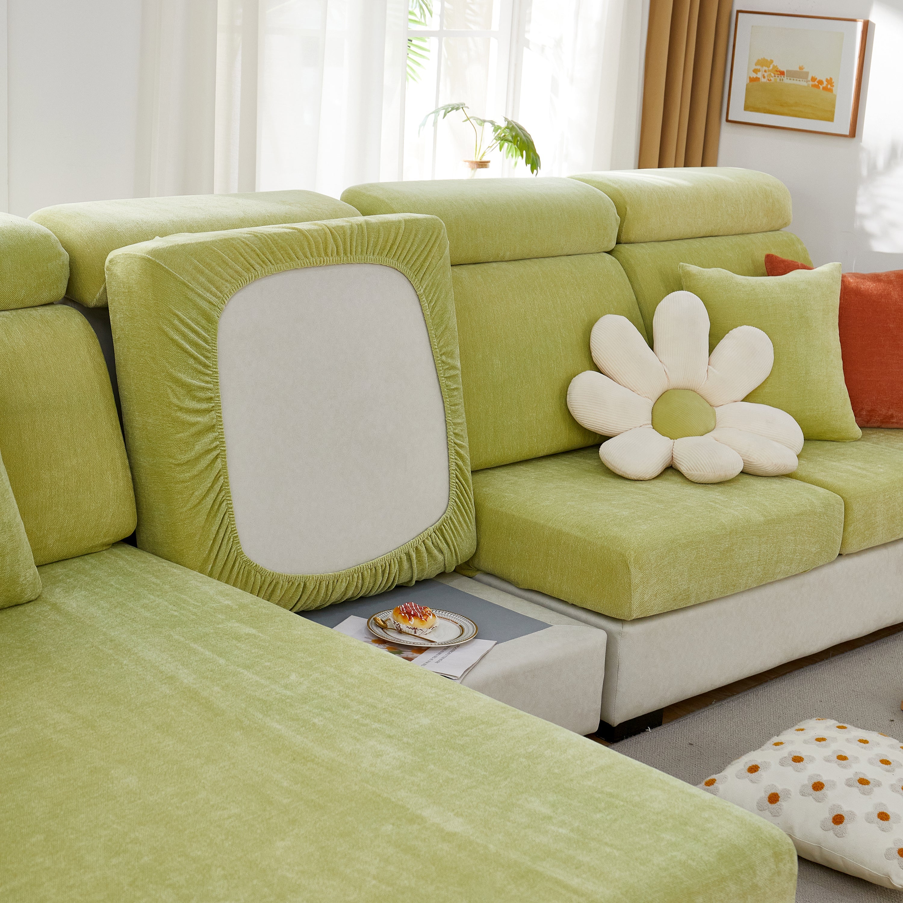 Chenille Cushion Covers For 1/2/3/4 Seater Sofas And L-shaped Couches, Furniture Covers For Pets