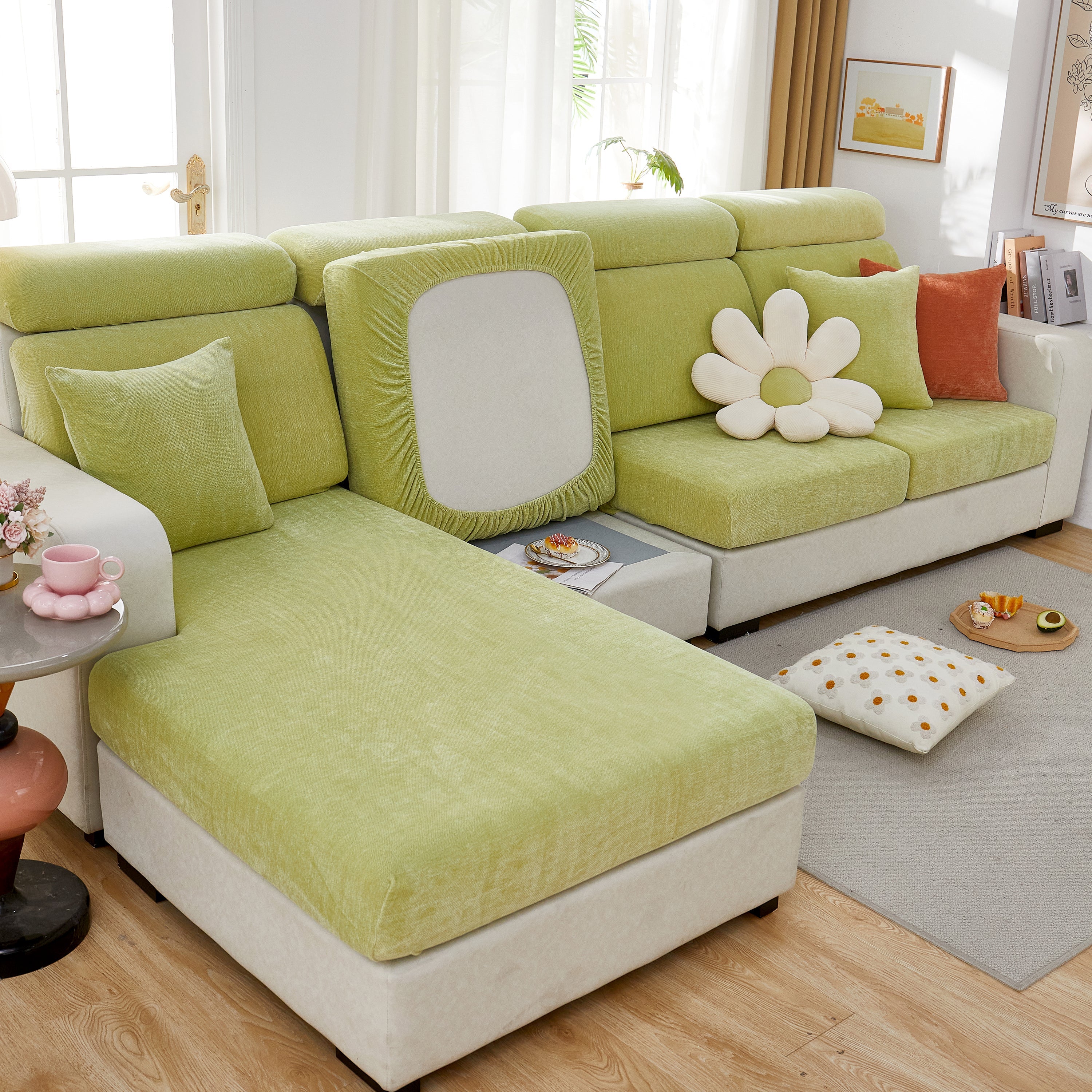 Chenille Cushion Covers For 1/2/3/4 Seater Sofas And L-shaped Couches, Furniture Covers For Pets