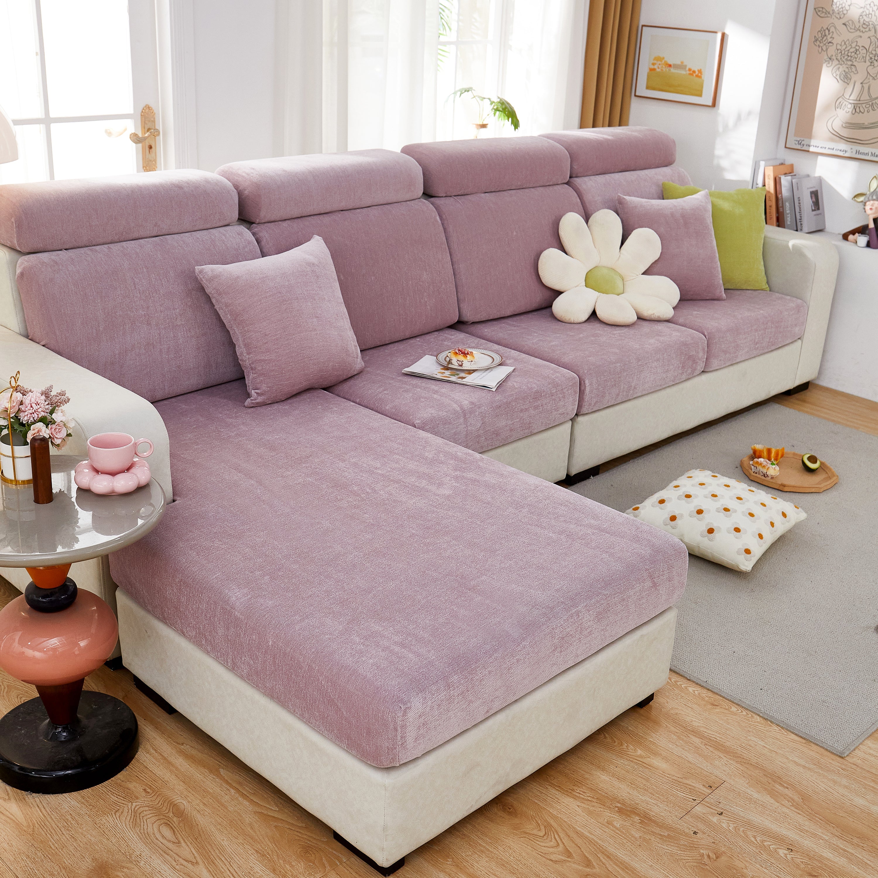Chenille Cushion Covers For 1/2/3/4 Seater Sofas And L-shaped Couches, Furniture Covers For Pets