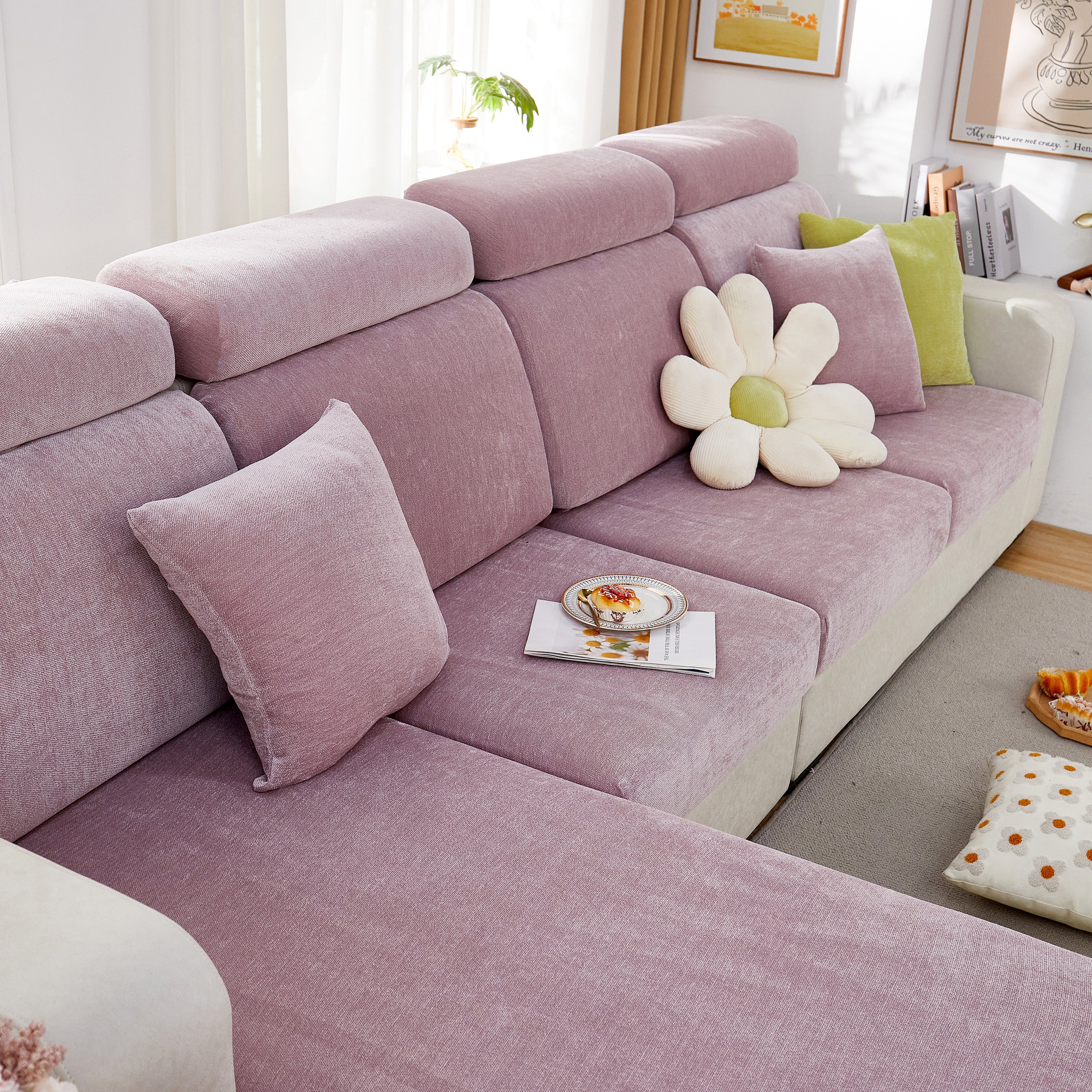 Chenille Cushion Covers For 1/2/3/4 Seater Sofas And L-shaped Couches, Furniture Covers For Pets