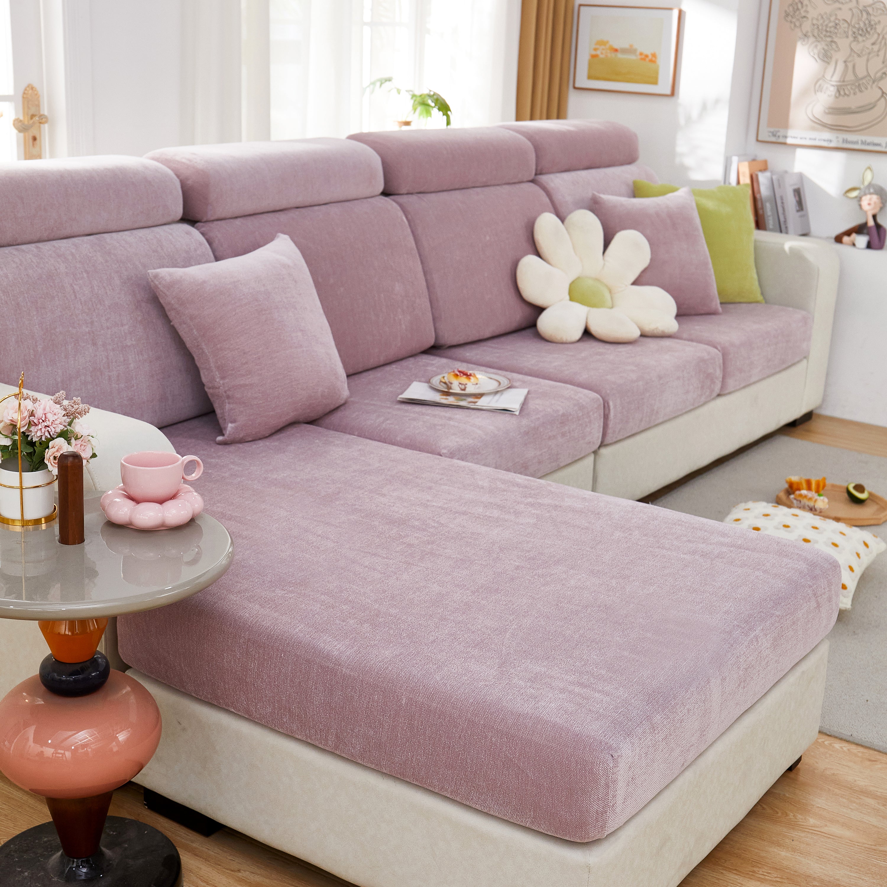 Chenille Cushion Covers For 1/2/3/4 Seater Sofas And L-shaped Couches, Furniture Covers For Pets