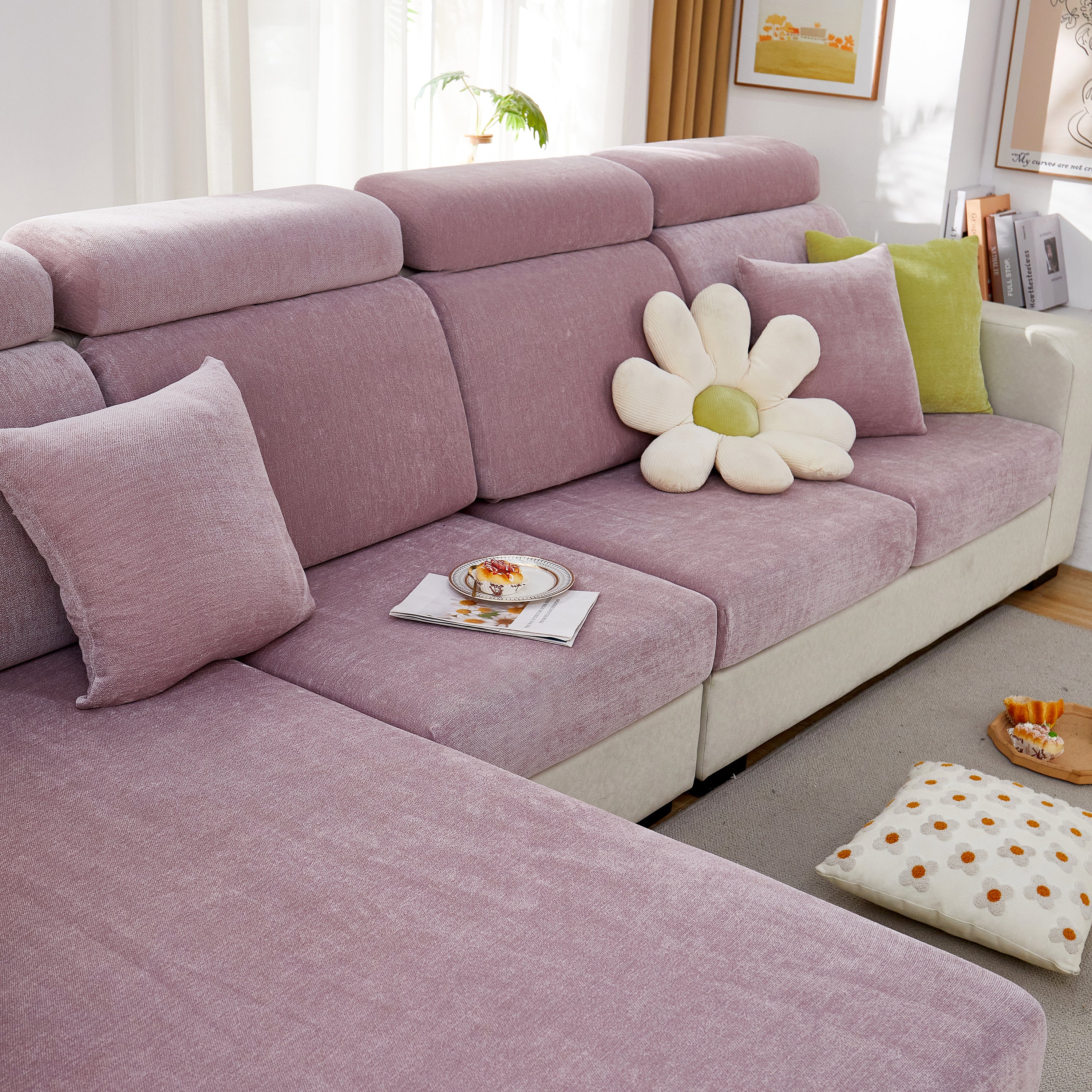 Chenille Cushion Covers For 1/2/3/4 Seater Sofas And L-shaped Couches, Furniture Covers For Pets