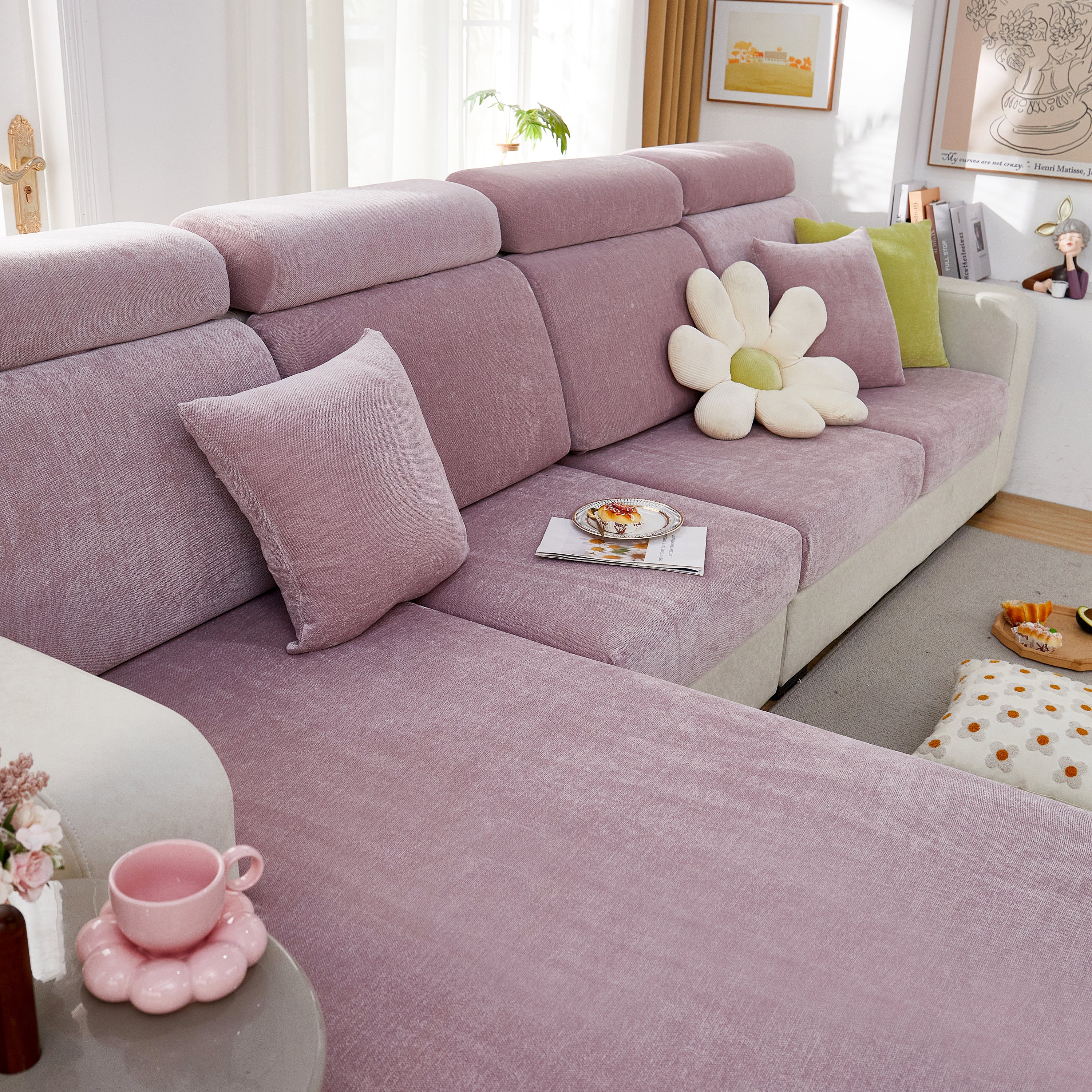 Chenille Cushion Covers For 1/2/3/4 Seater Sofas And L-shaped Couches, Furniture Covers For Pets