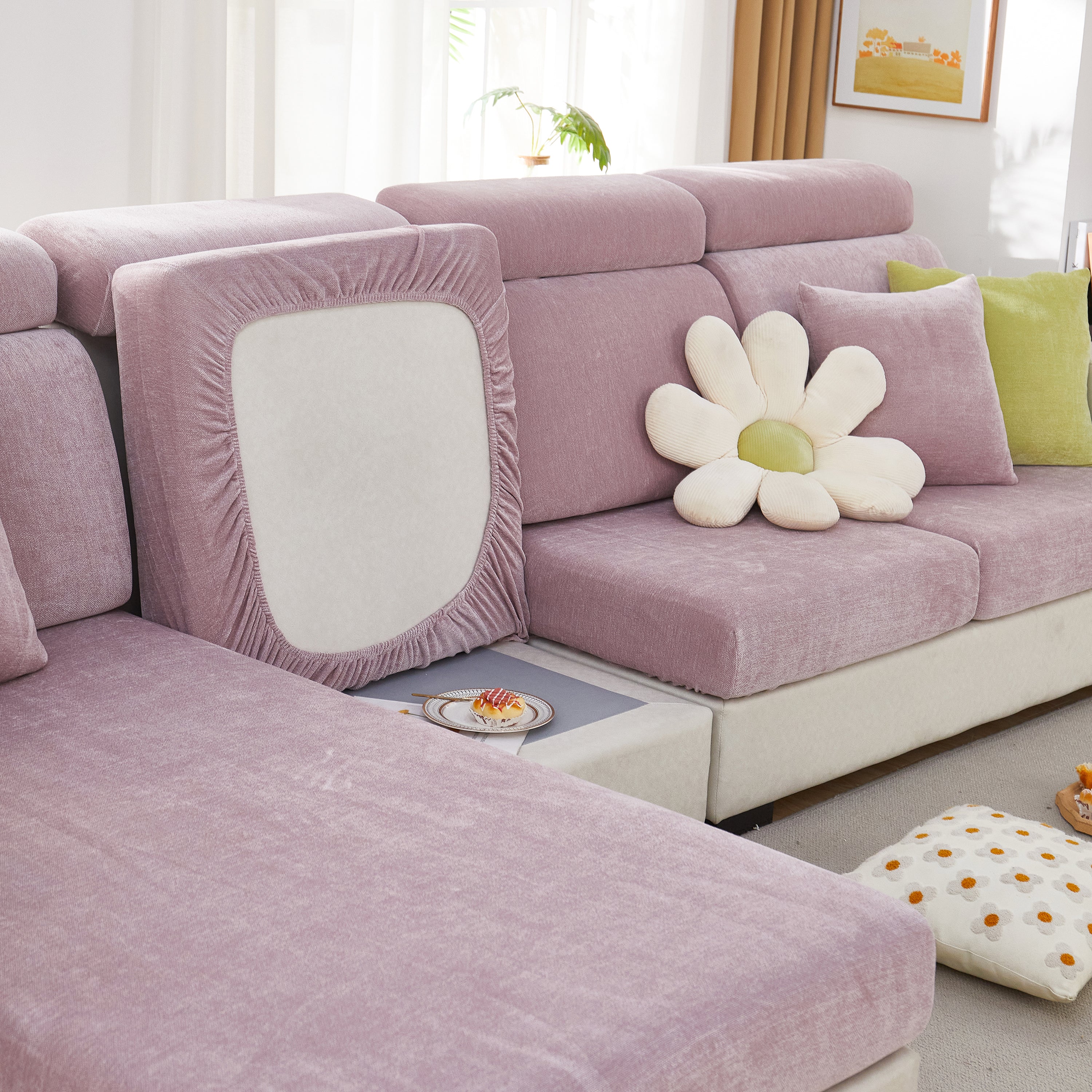 Chenille Cushion Covers For 1/2/3/4 Seater Sofas And L-shaped Couches, Furniture Covers For Pets