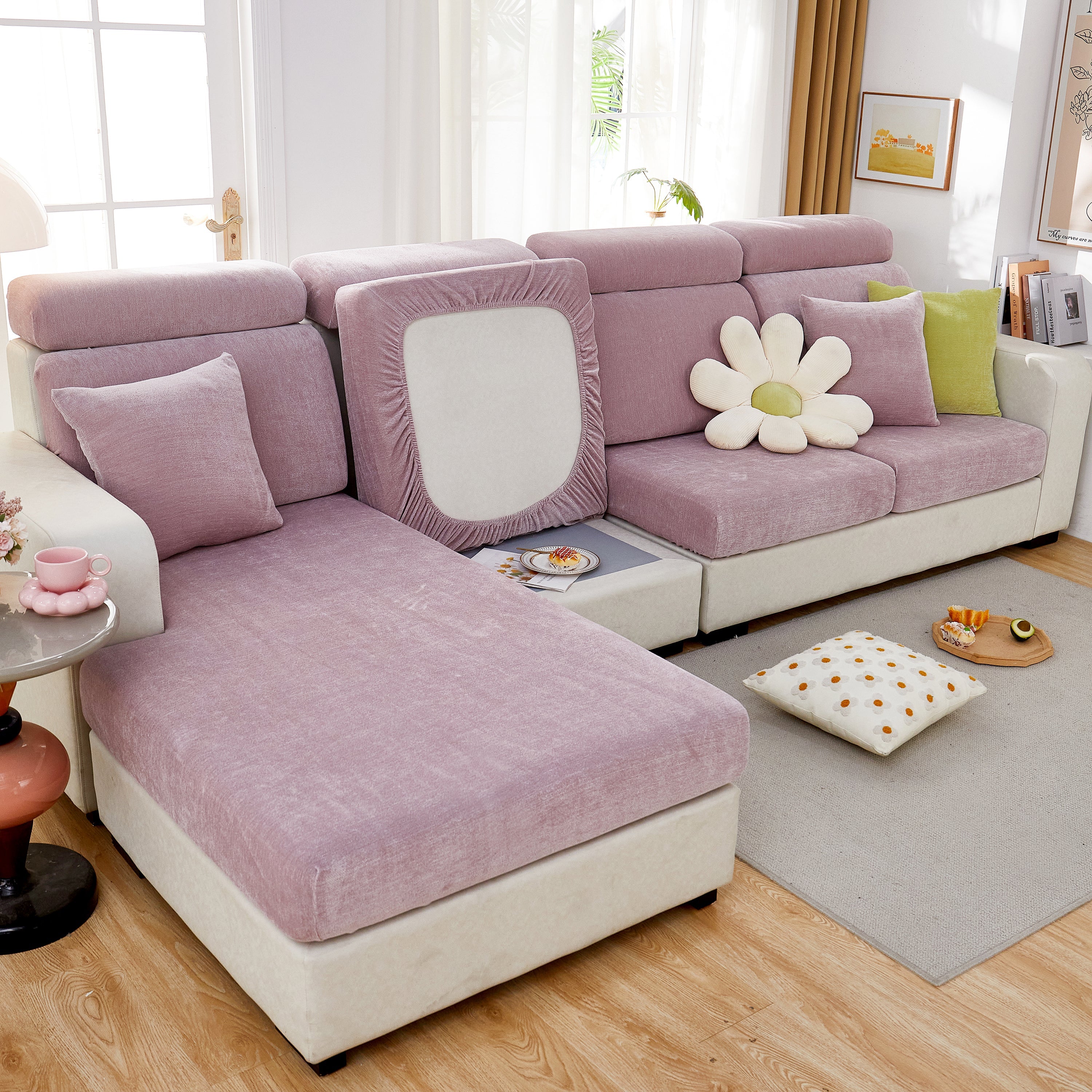 Chenille Cushion Covers For 1/2/3/4 Seater Sofas And L-shaped Couches, Furniture Covers For Pets