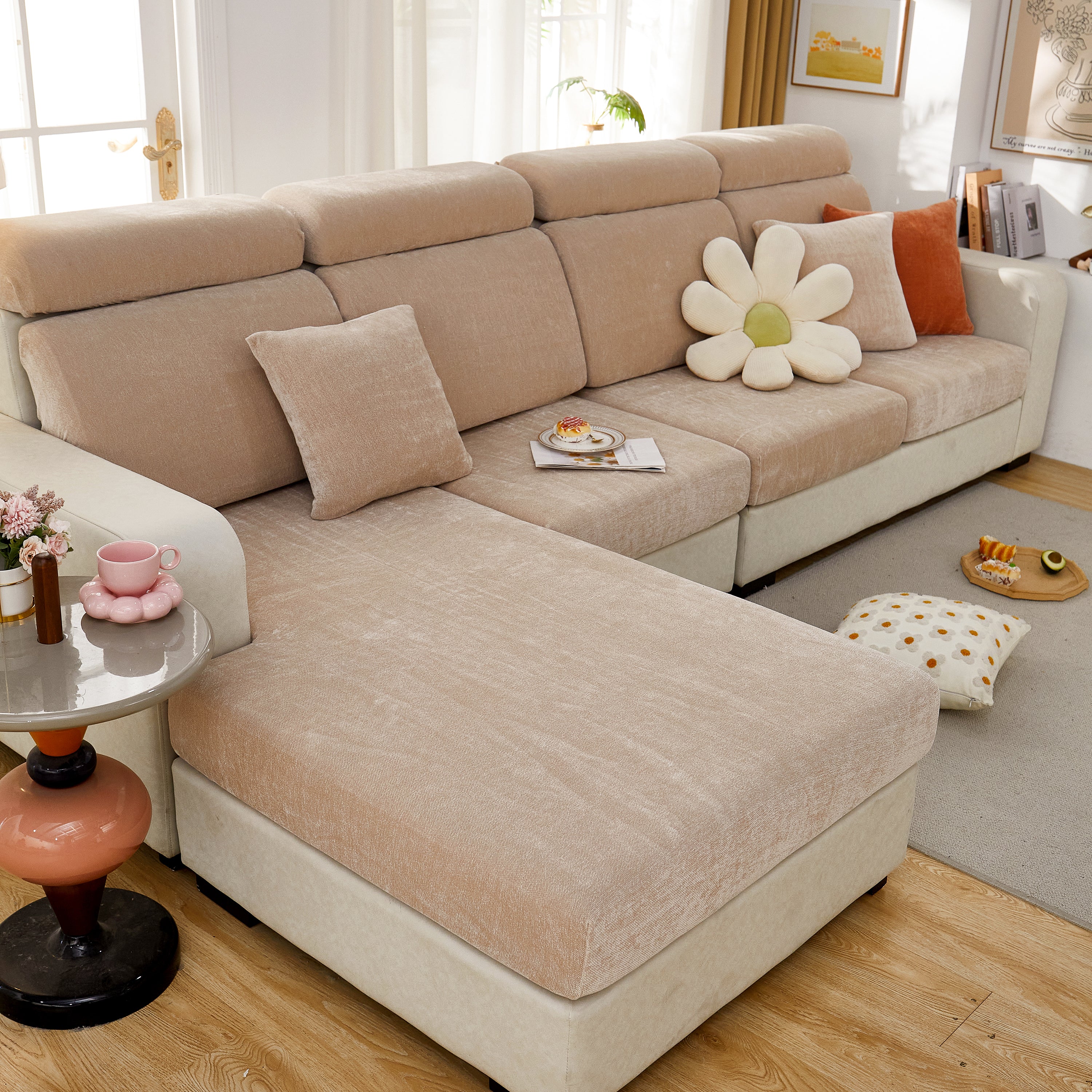 Chenille Cushion Covers For 1/2/3/4 Seater Sofas And L-shaped Couches, Furniture Covers For Pets
