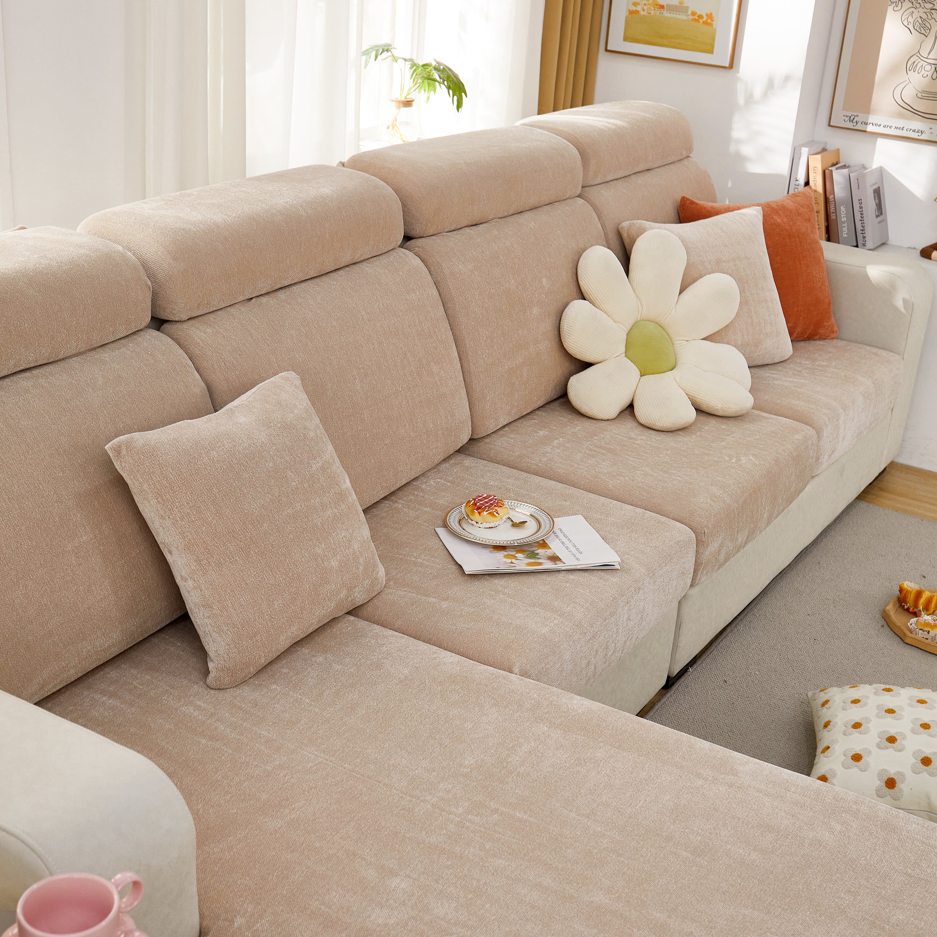 Chenille Cushion Covers For 1/2/3/4 Seater Sofas And L-shaped Couches, Furniture Covers For Pets