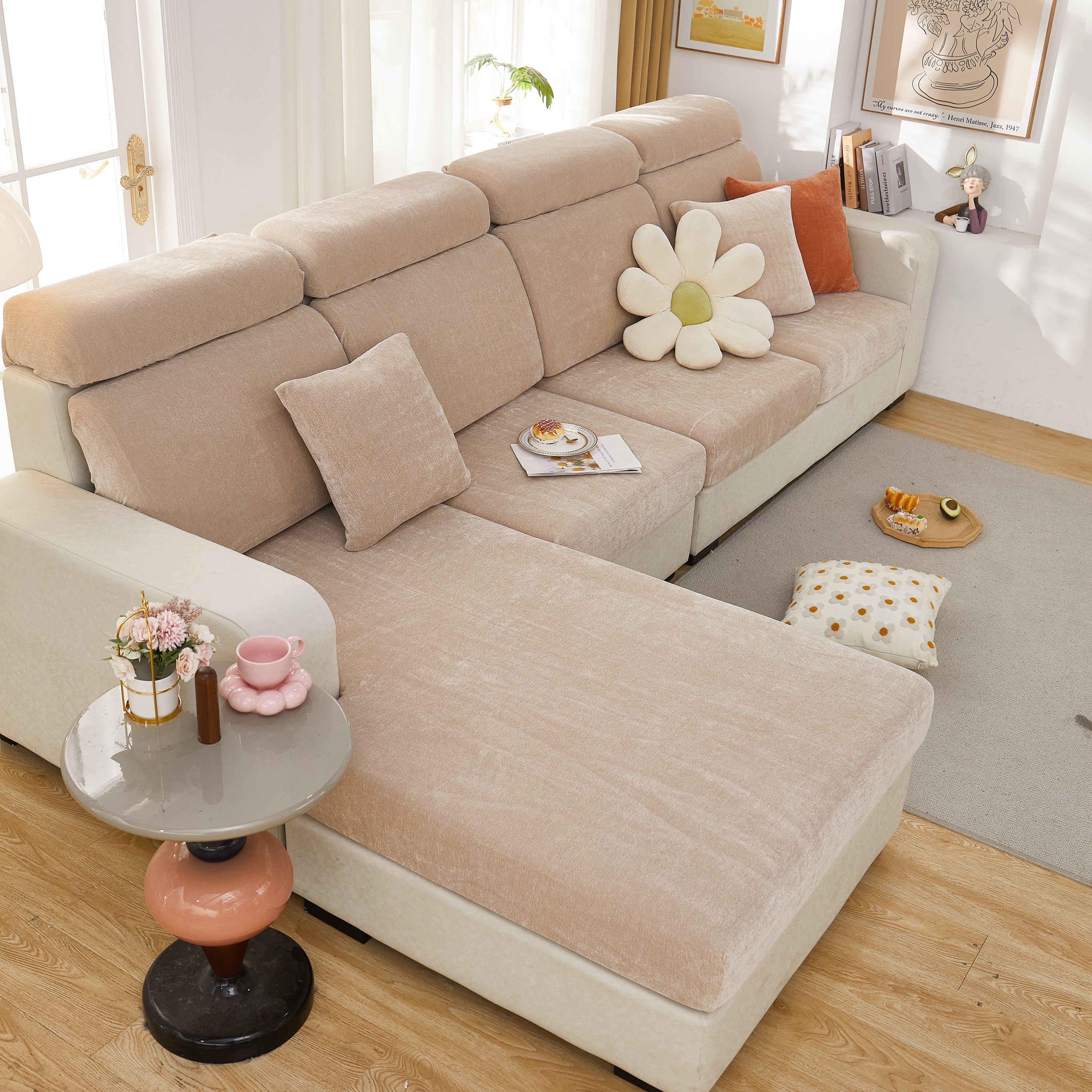 Chenille Cushion Covers For 1/2/3/4 Seater Sofas And L-shaped Couches, Furniture Covers For Pets