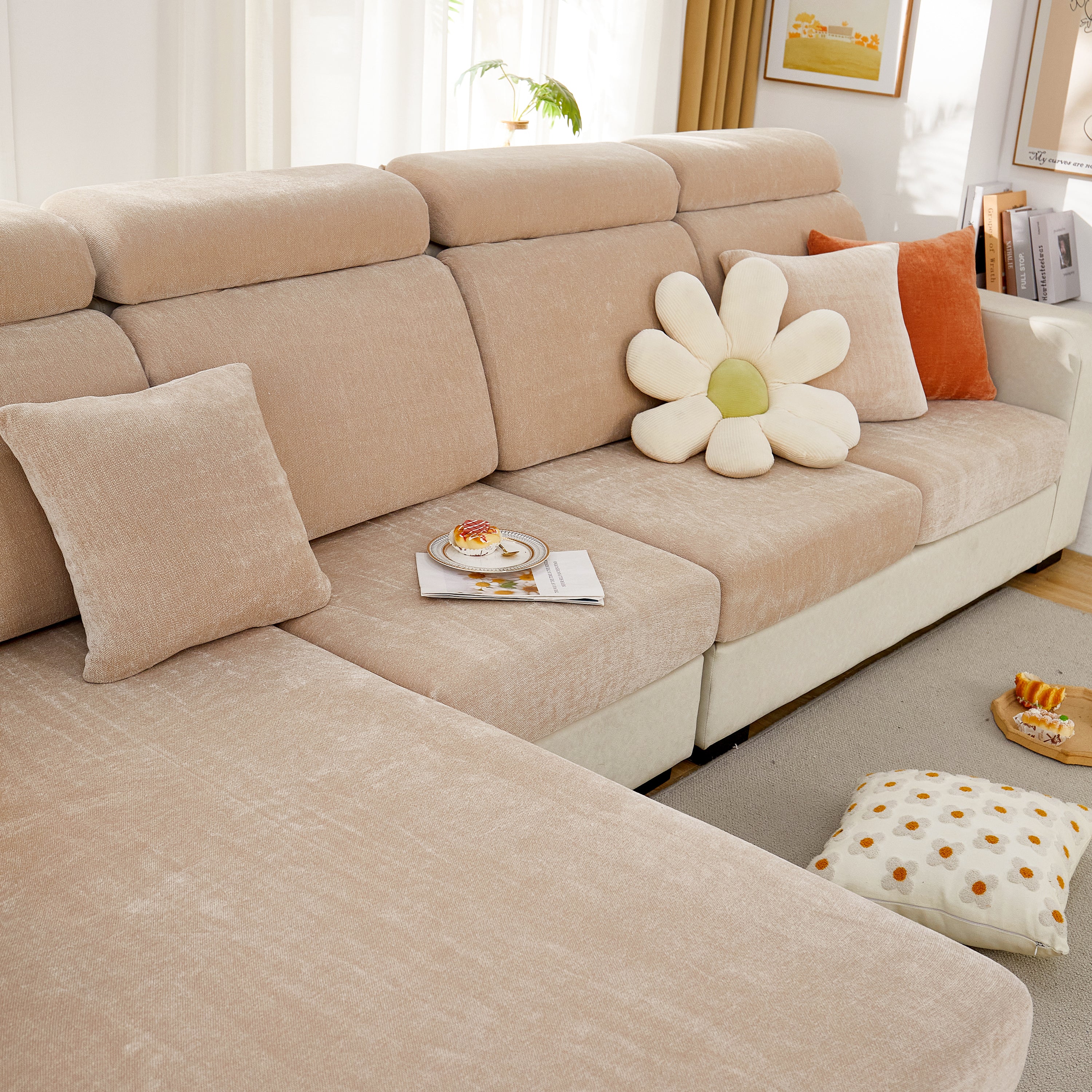 Chenille Cushion Covers For 1/2/3/4 Seater Sofas And L-shaped Couches, Furniture Covers For Pets