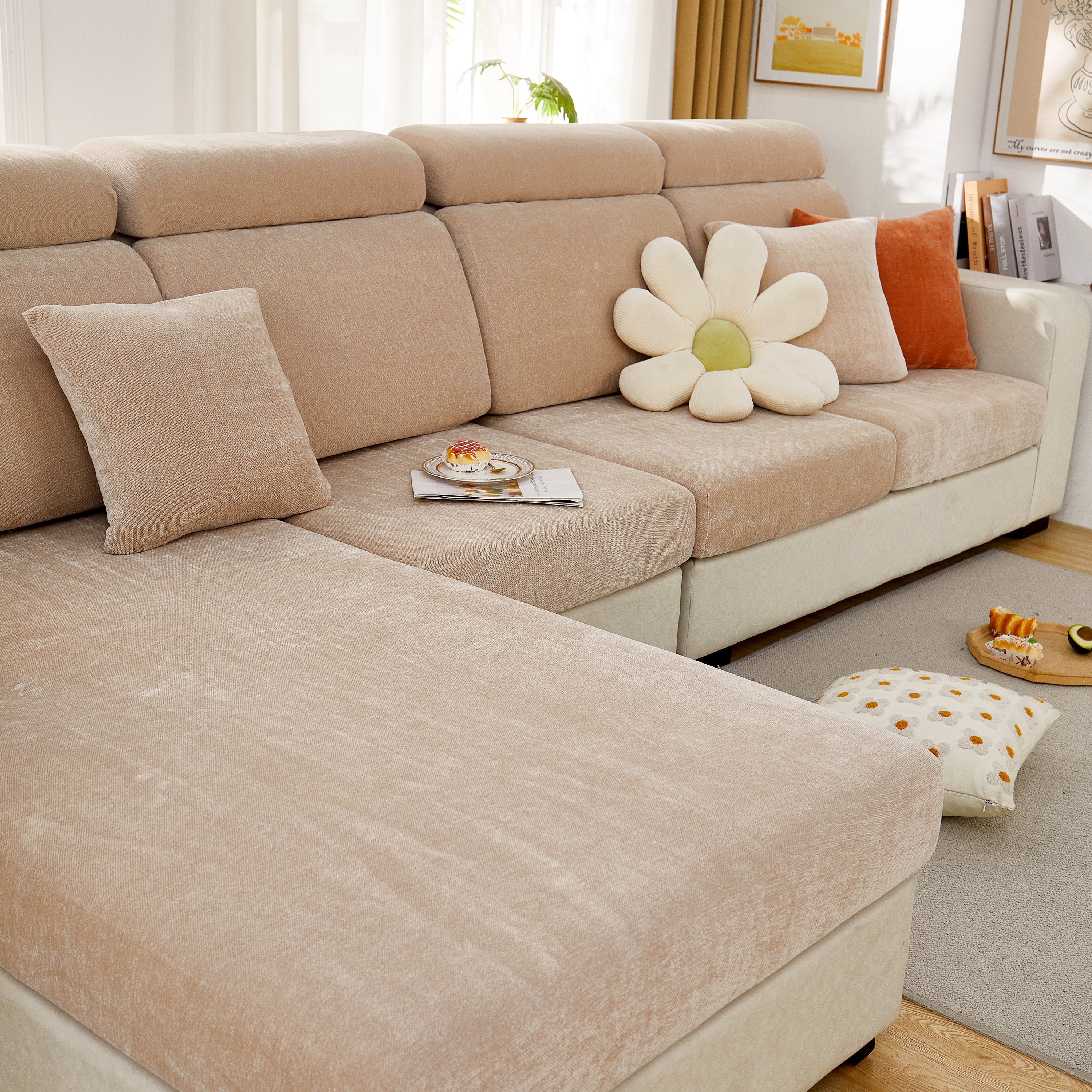 Chenille Cushion Covers For 1/2/3/4 Seater Sofas And L-shaped Couches, Furniture Covers For Pets