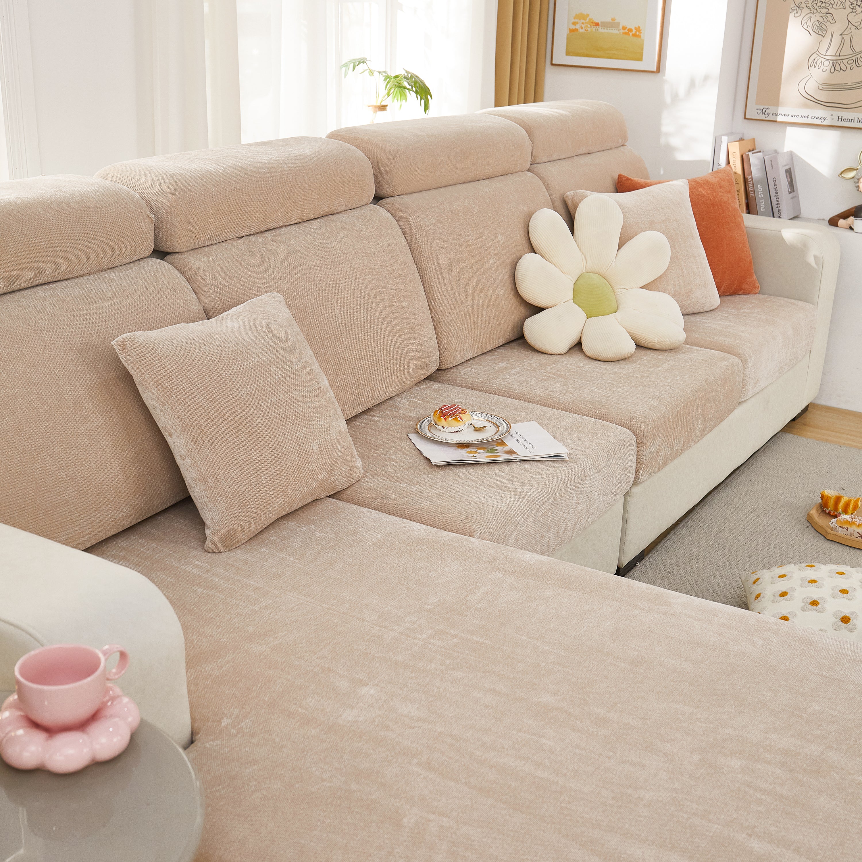 Chenille Cushion Covers For 1/2/3/4 Seater Sofas And L-shaped Couches, Furniture Covers For Pets