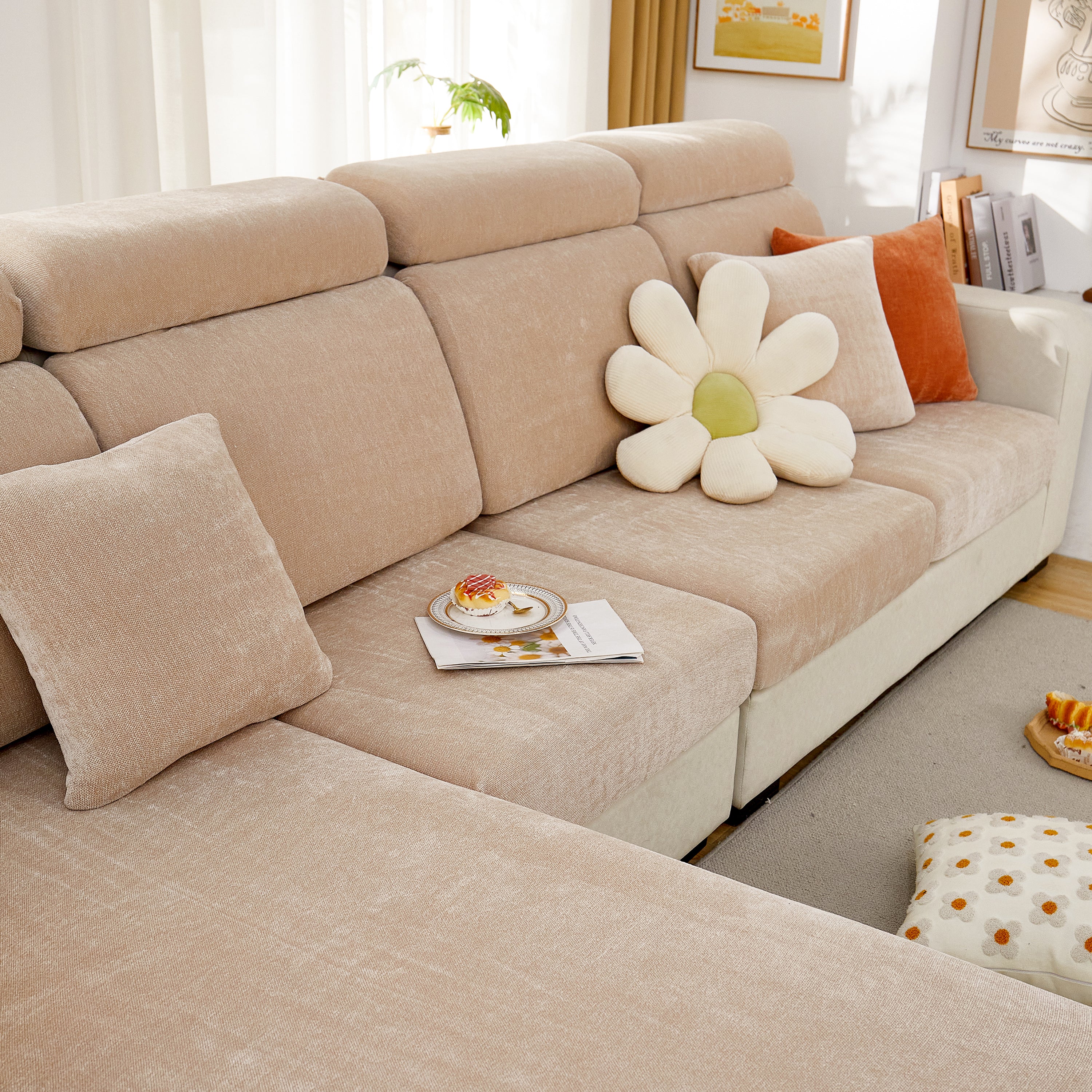 Chenille Cushion Covers For 1/2/3/4 Seater Sofas And L-shaped Couches, Furniture Covers For Pets