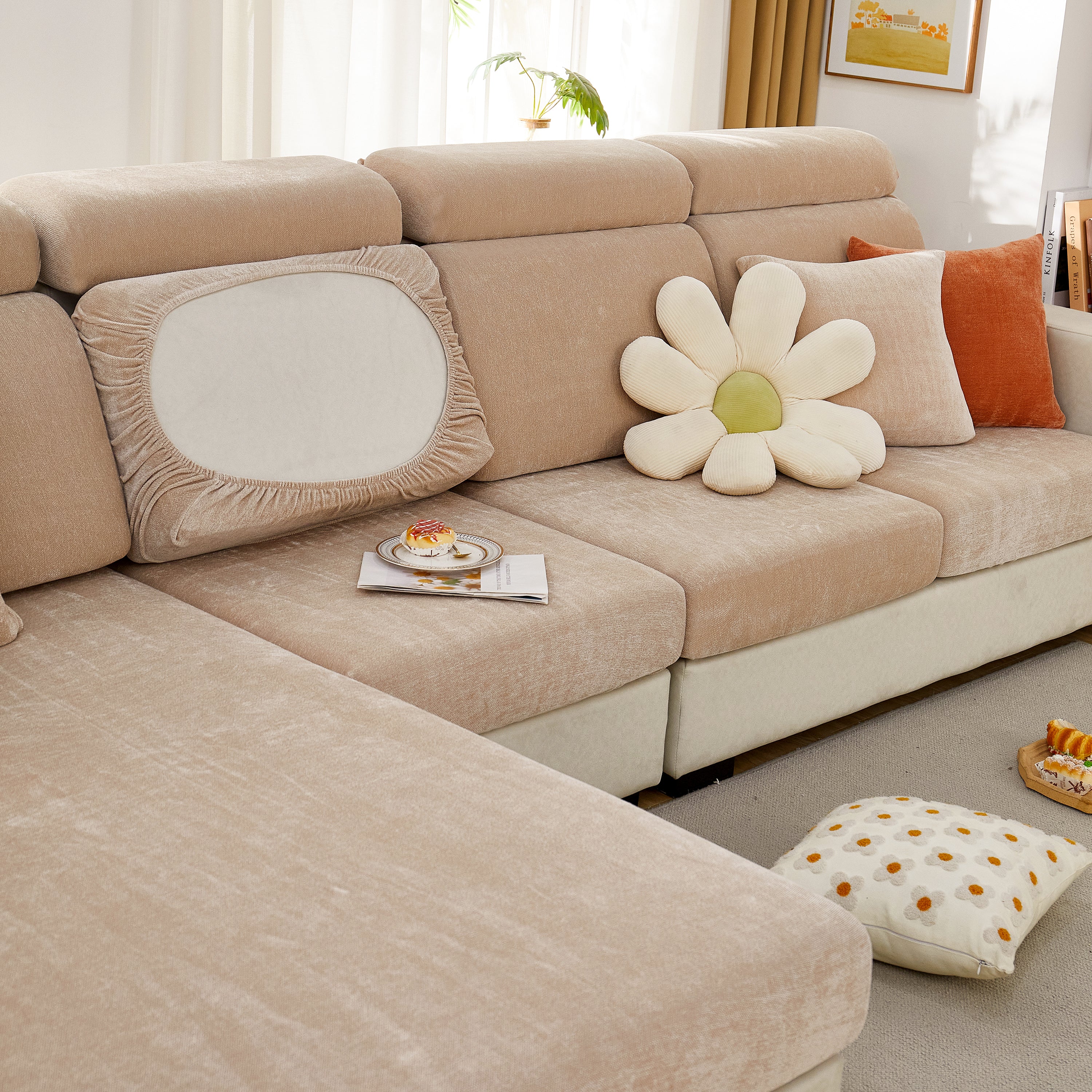 Chenille Cushion Covers For 1/2/3/4 Seater Sofas And L-shaped Couches, Furniture Covers For Pets