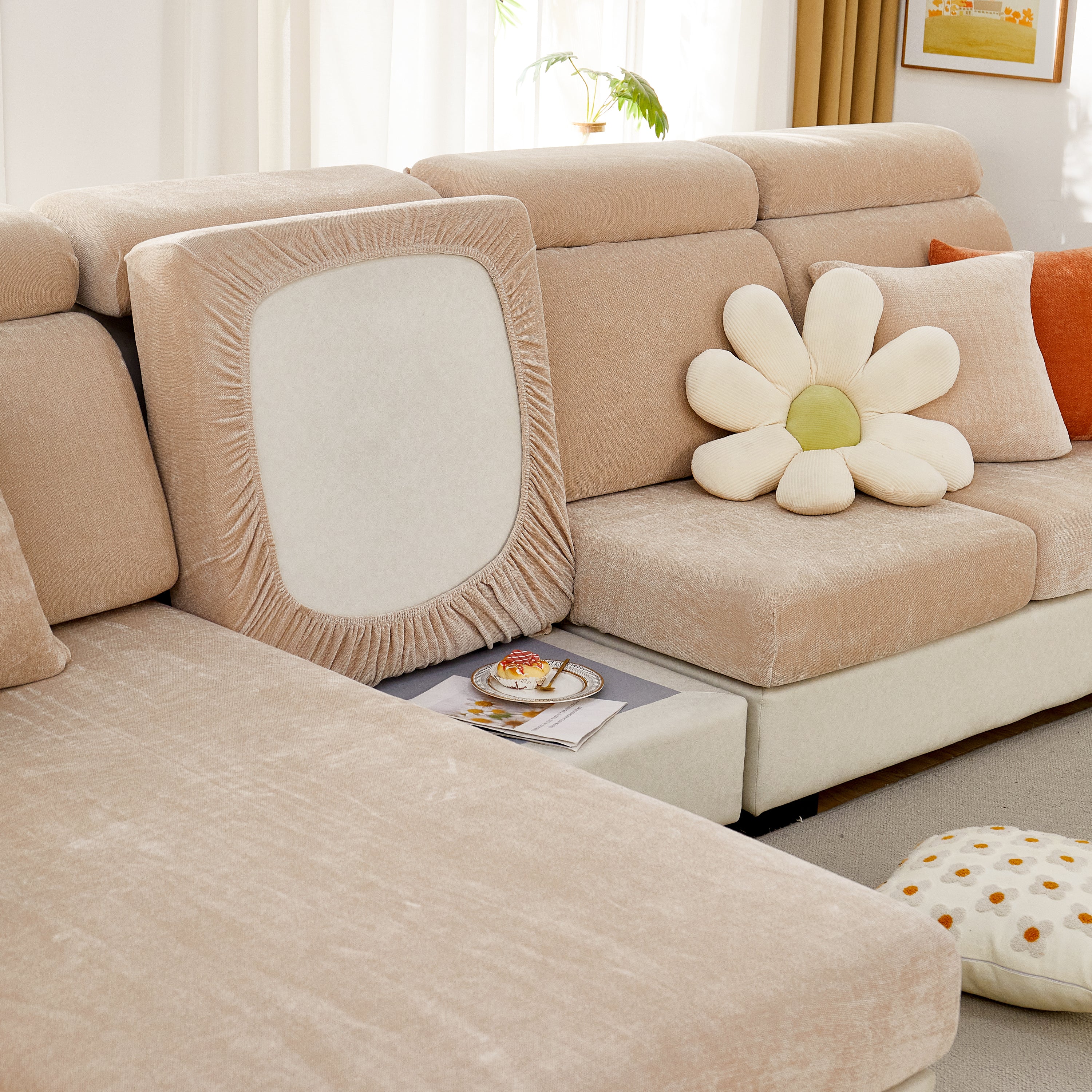 Chenille Cushion Covers For 1/2/3/4 Seater Sofas And L-shaped Couches, Furniture Covers For Pets