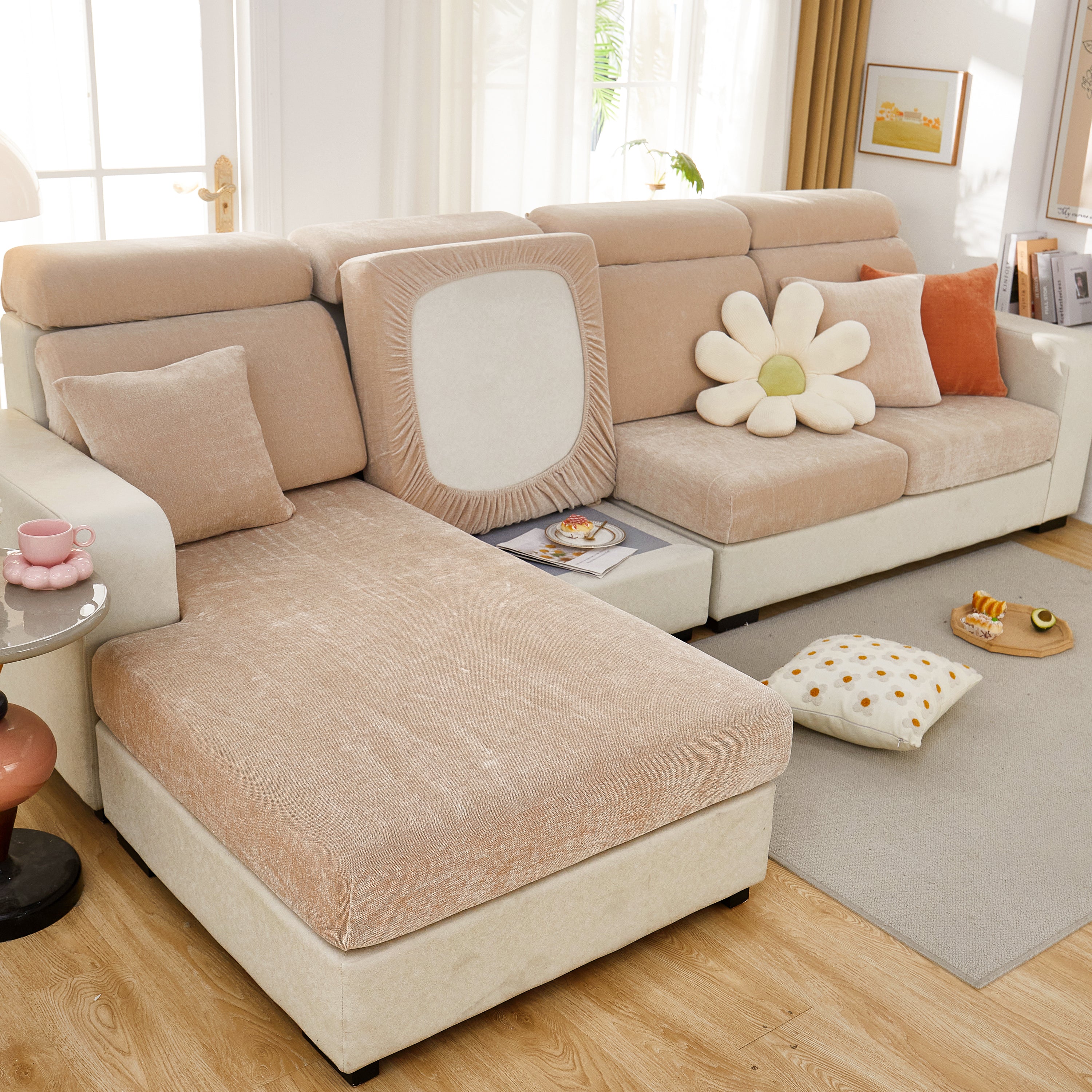 Chenille Cushion Covers For 1/2/3/4 Seater Sofas And L-shaped Couches, Furniture Covers For Pets