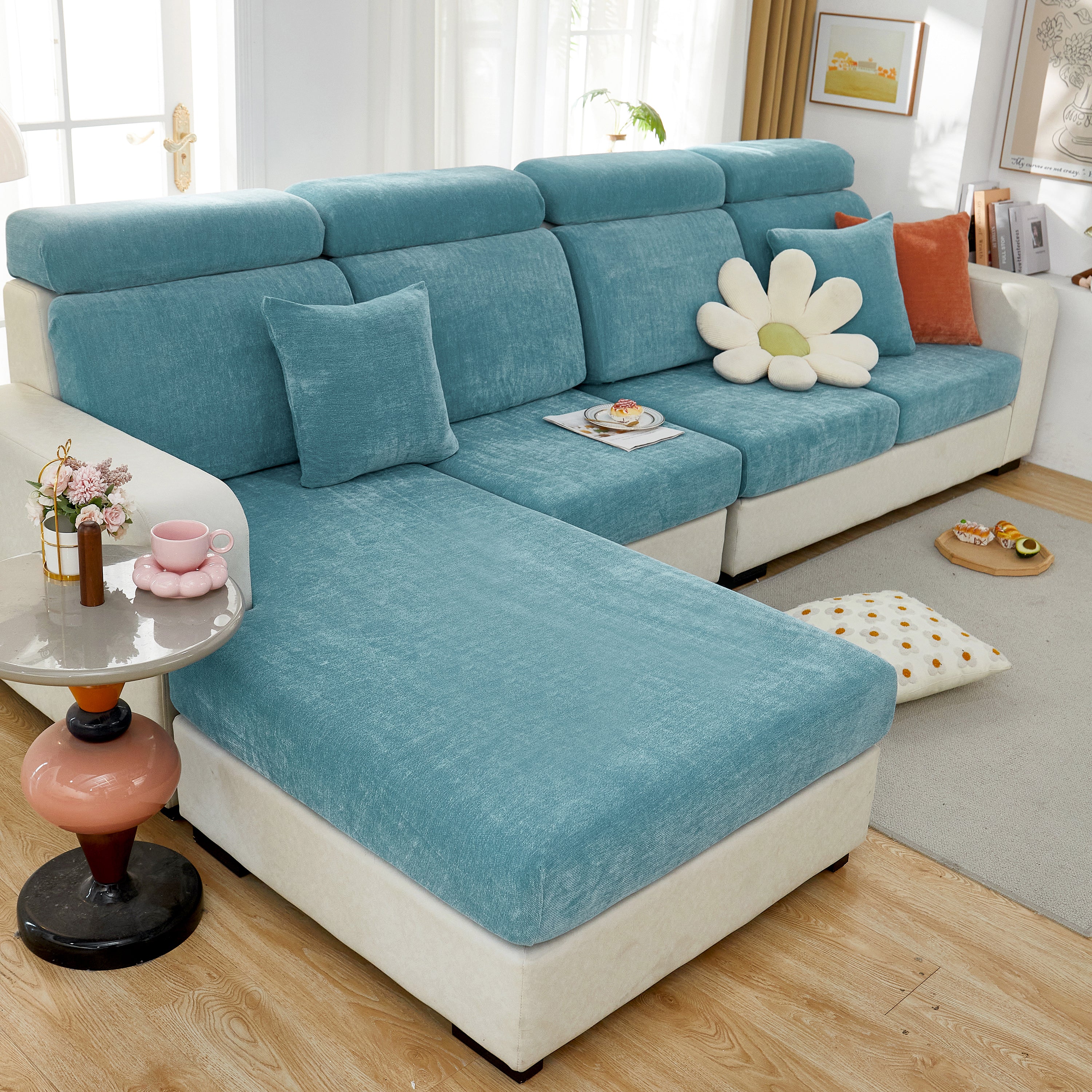 Chenille Cushion Covers For 1/2/3/4 Seater Sofas And L-shaped Couches, Furniture Covers For Pets
