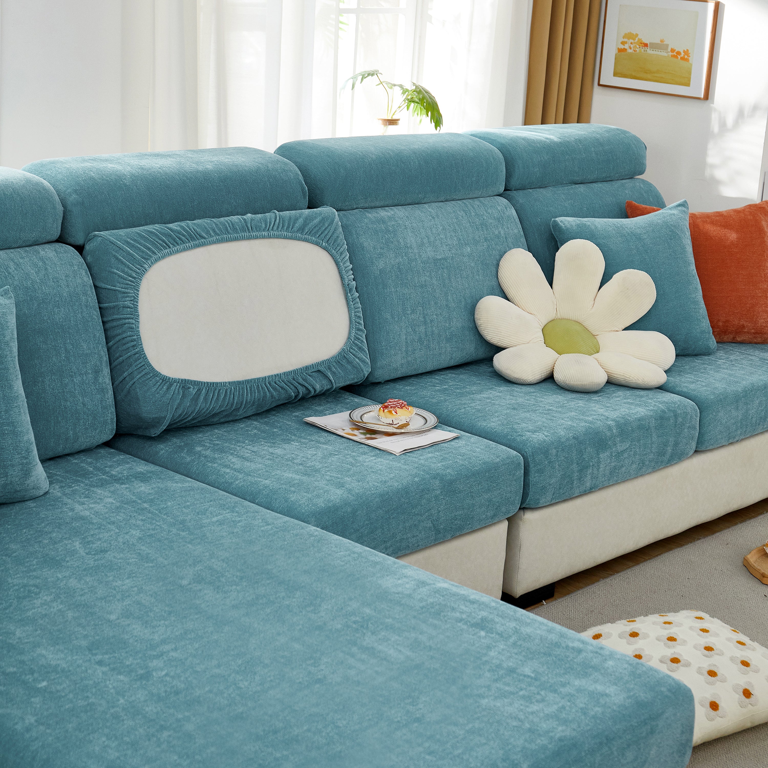 Chenille Cushion Covers For 1/2/3/4 Seater Sofas And L-shaped Couches, Furniture Covers For Pets